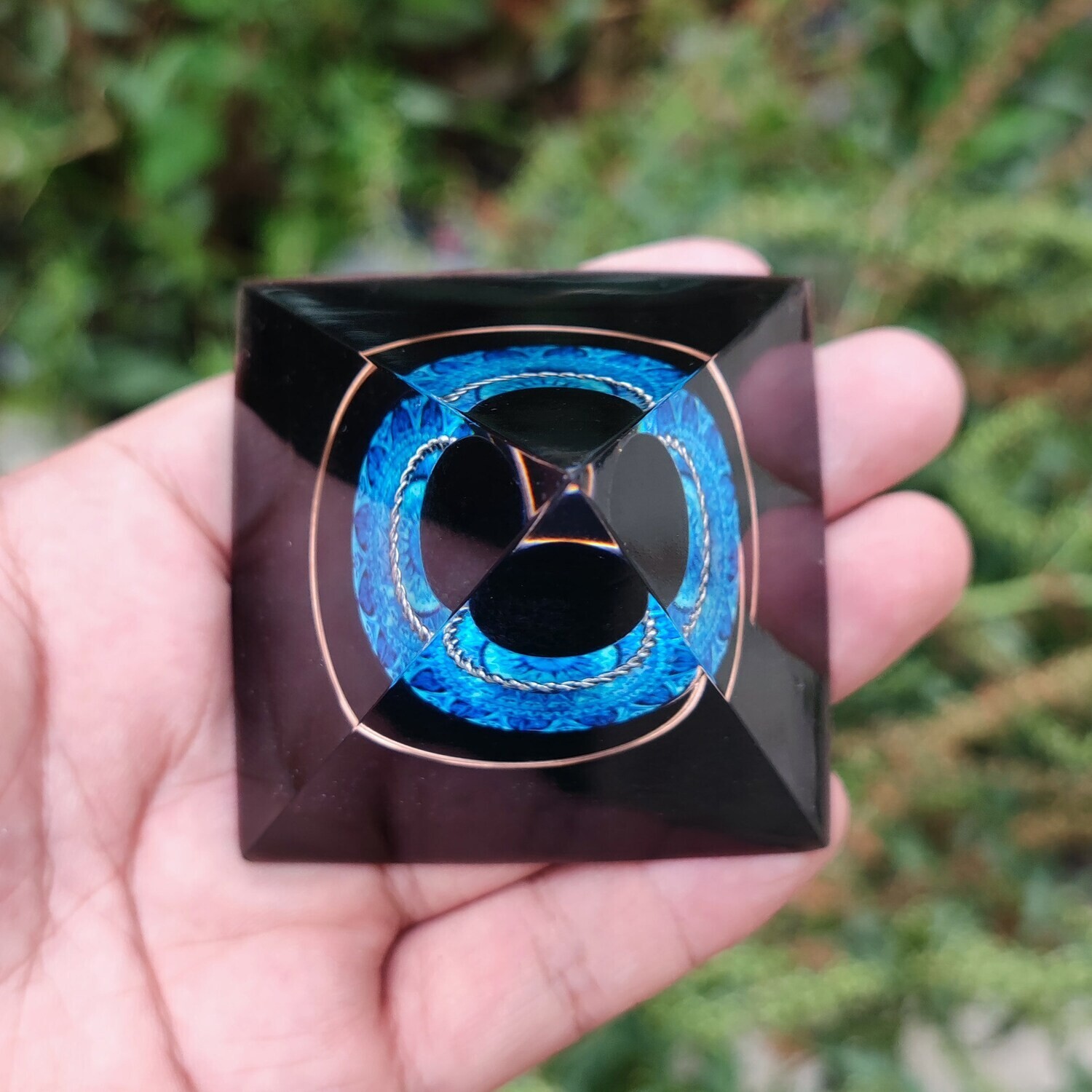 Orgone Pyramid Black Obsidian Stone Orgonite Pyramid Chakra Crystal Orgonite