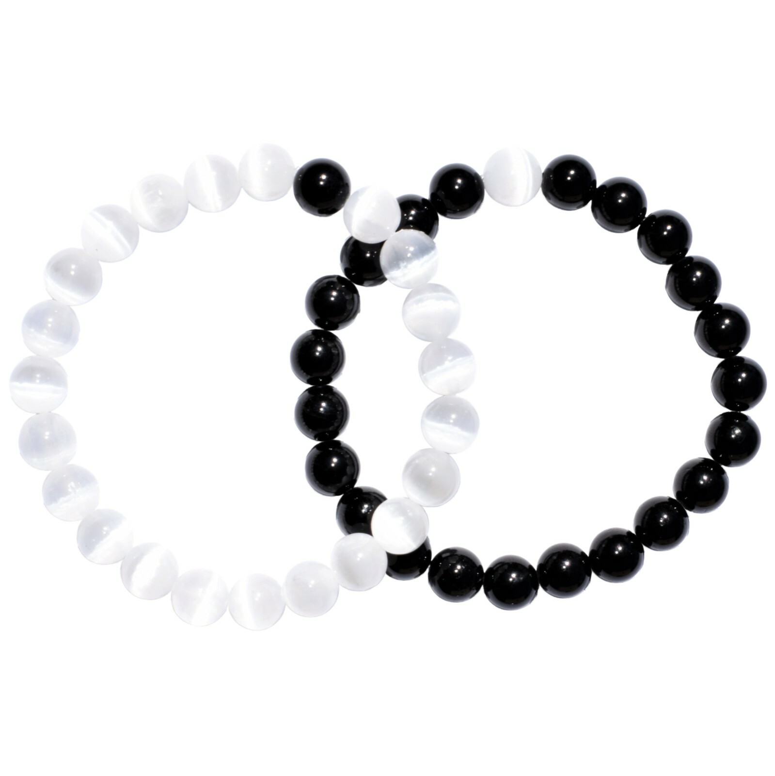 [Set] CHARGED Distance Bracelets Black Tourmaline & Natural Selenite Crystals!