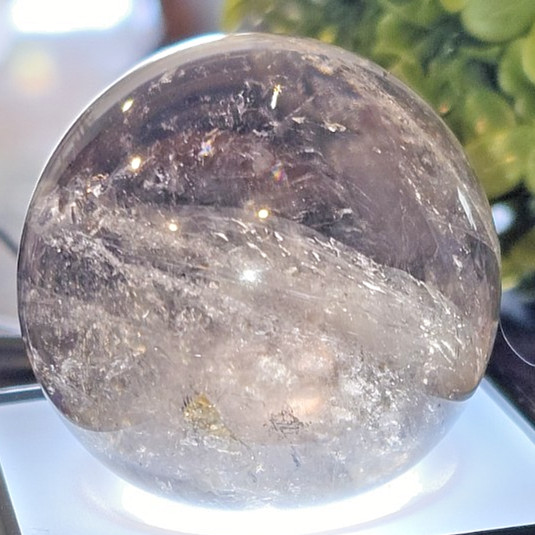 44mm Smoky Quartz Crystal Sphere Natural Smokey Quartz Ball Healing Rainbows