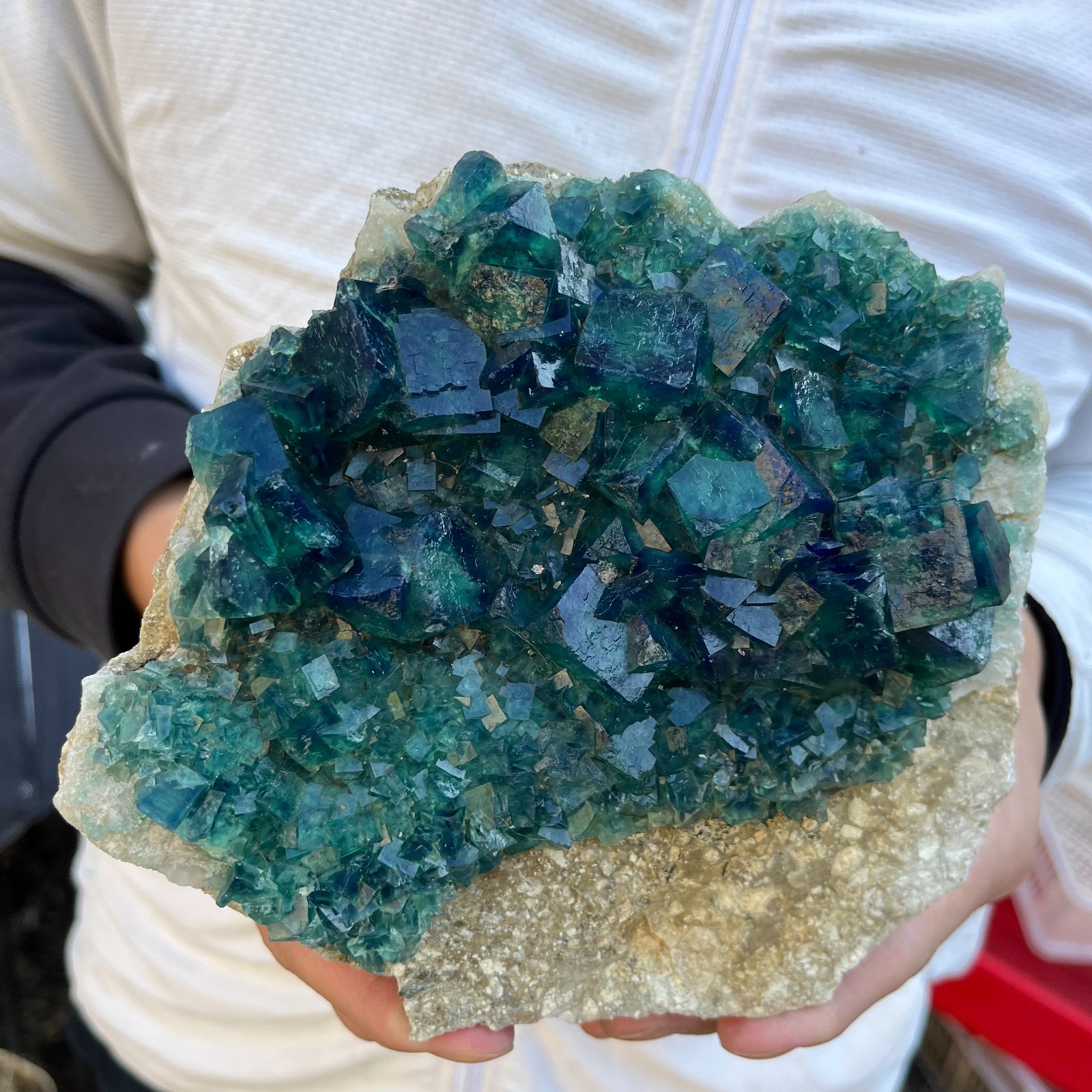 3.9lb Natural cubic green fluorite crystal cluster rough mineral specimen