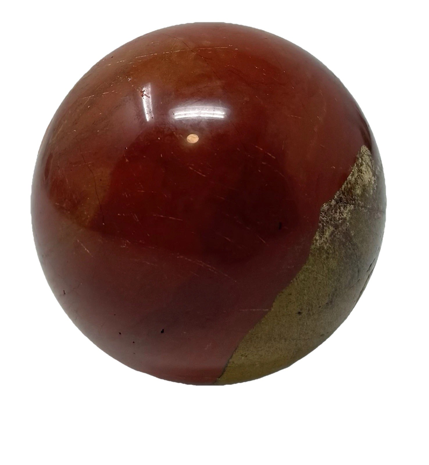 61mm Mookaite Crystal Sphere Pretty Red With Gold Polished Holder Included