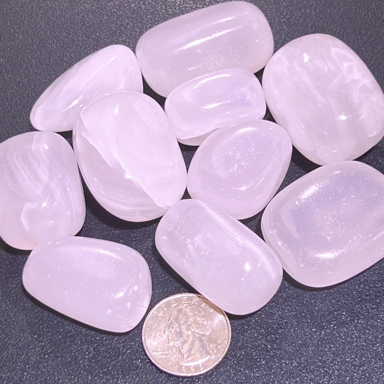 Extra Quality Pink Mangano Calcite Tumbled Stones (UV Reactive)By Piece – Pound