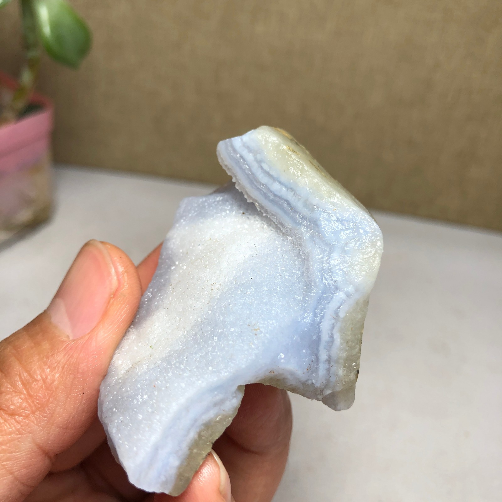 62-31-20mm Natural Blue chalcedony Crystal gemstone Rough Mineral Specimen A2162