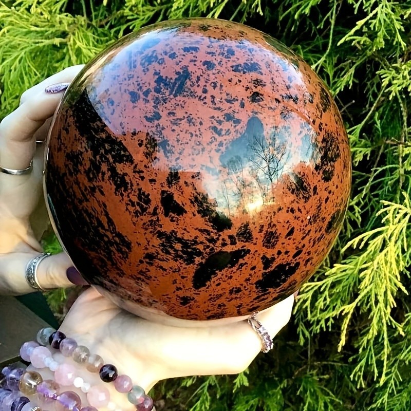 60-70mm Crystal Red Obsidian Stone Sphere Polished Quartz Home Office Decor