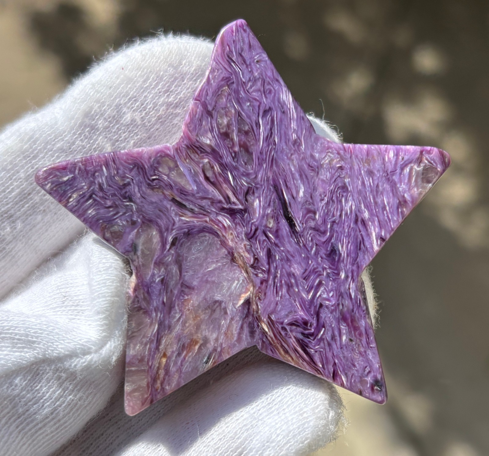 USA SALE 61g LOT 2 CHAROITE STARS STAR PALMSTONES PALMSTONE Palm Stone Stones