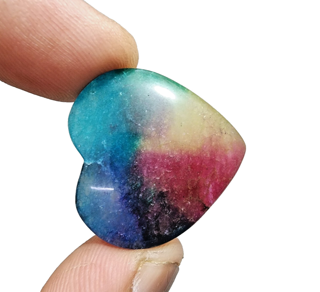 48 Crt Heart Shape Rainbow Solar Quartz Loose Gemstone Cabochon Jewelry Making