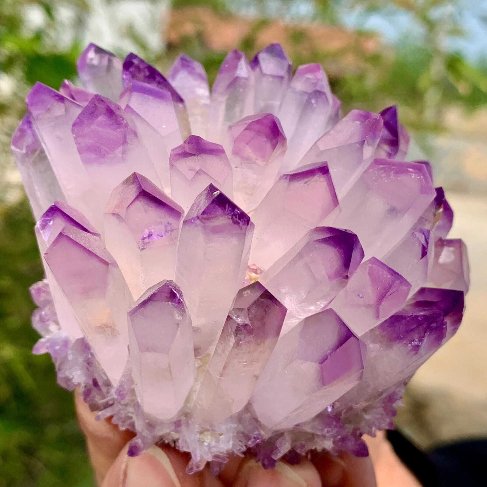 300g+ Rare Light Purple Amethyst Point Cluster Crystal Geode Specimens Ornament