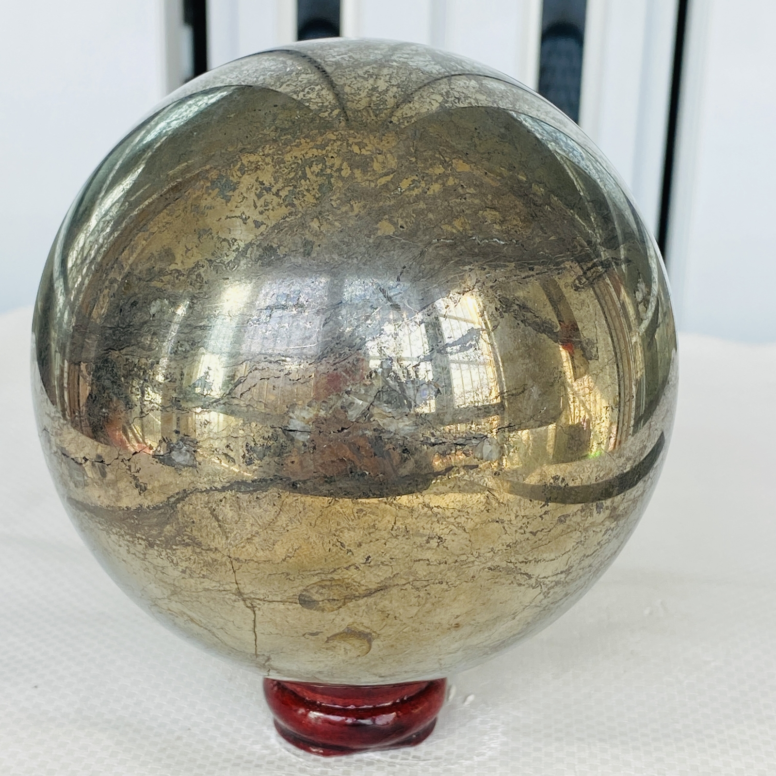 Natural Chalcopyrite Quartz Crystal Ball Energy Reiki Healing 3040G