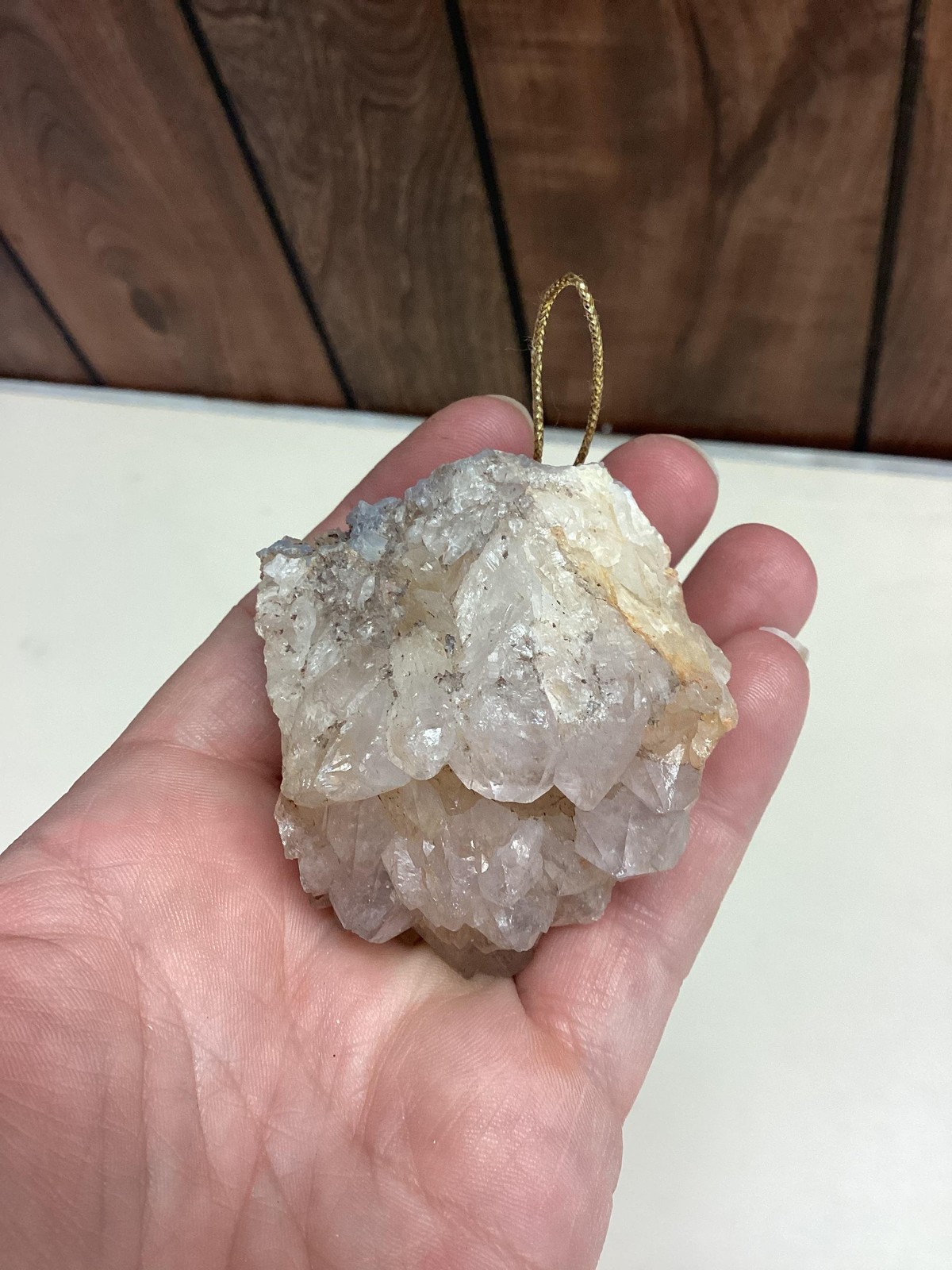 Natural Quartz Crystal Cluster Raw Mineral Specimen Hanging Ornament Stone Decor