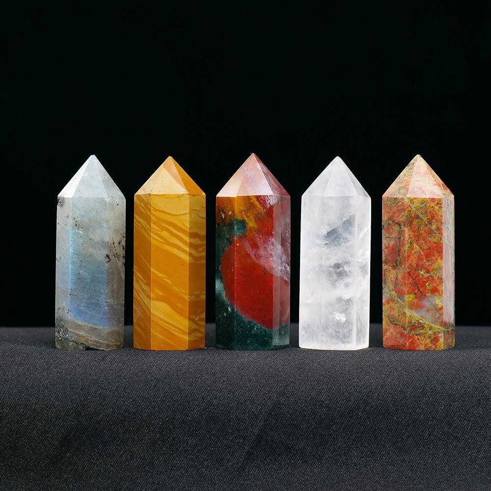 45mm Natural Crystal Point Wand 6 Faceted Prism Reiki Healing Chakra Stone