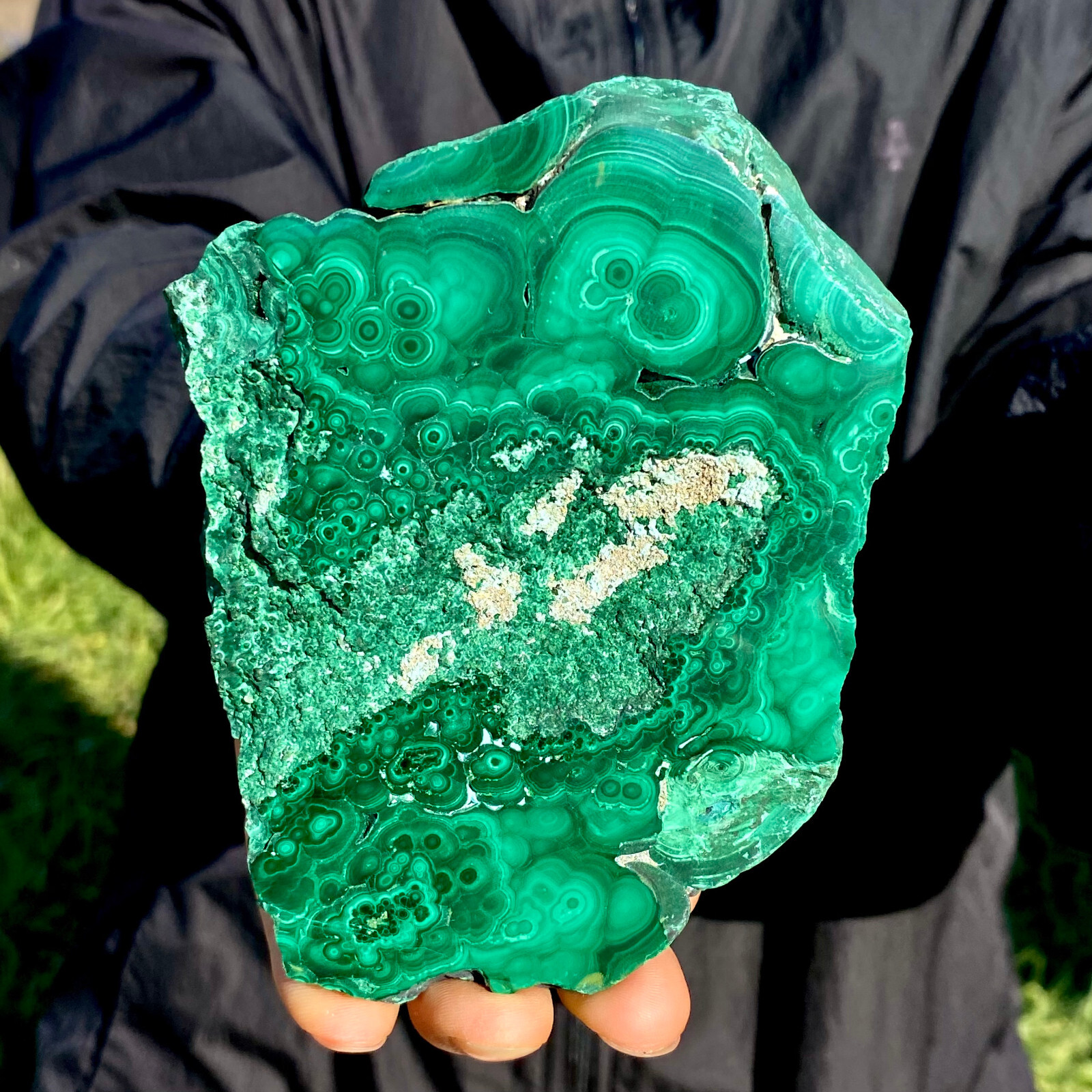1.92LB A Pair Natural malachite slice quartz crystal luster mineral specimen