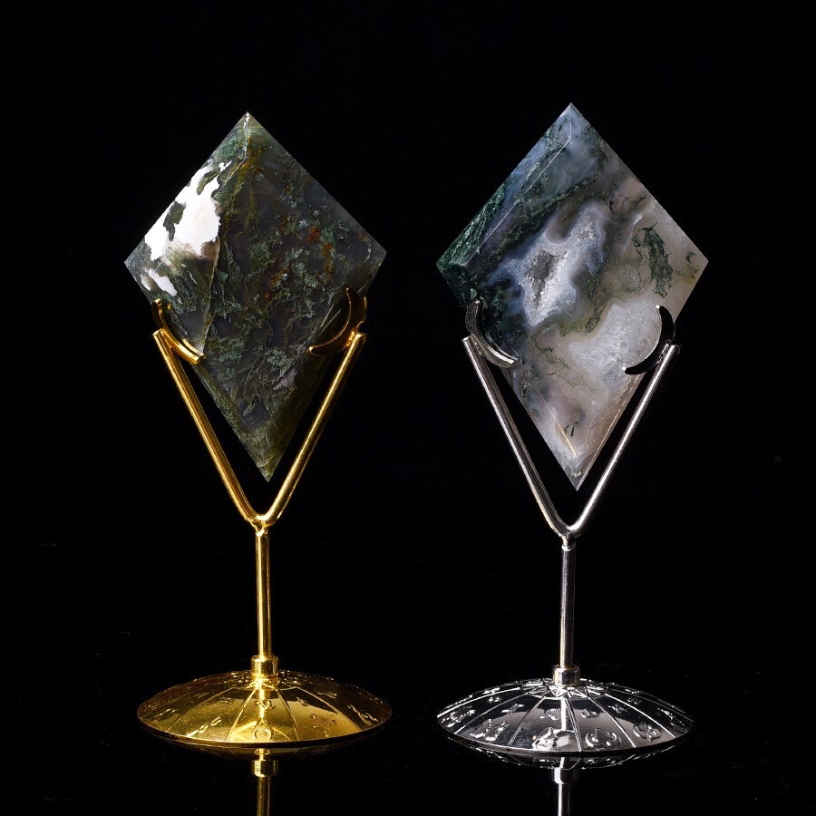 90-120 G | Natural Crystal Moss Agate Druse Rhombus Form Handicrafts Decoration