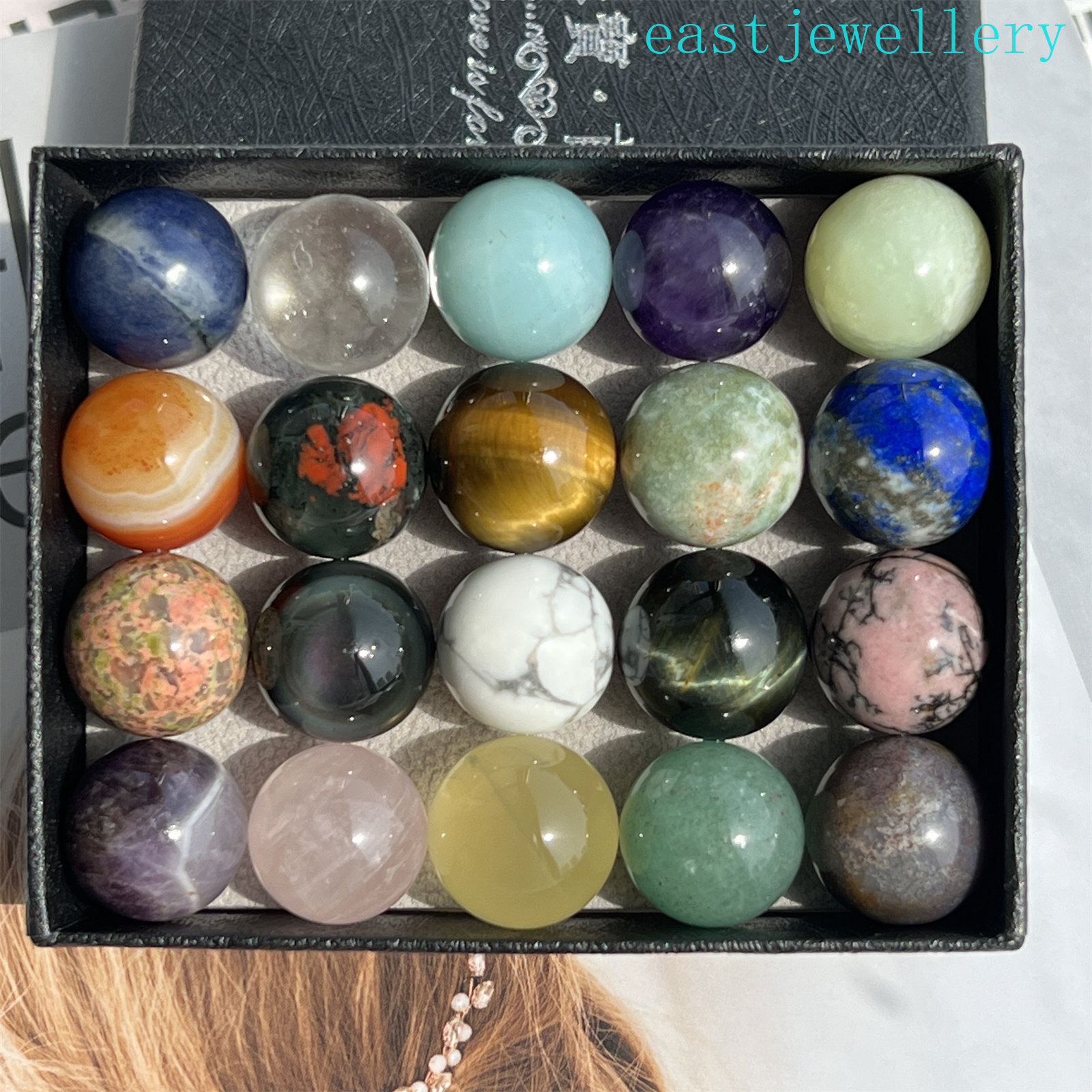 20x Wholesale Natural Mixed sphere quartz crystal ball reiki healing 15mm+ box