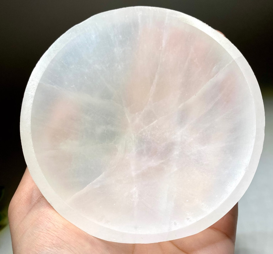 3PCS Set Selenite Bowl White Crystal Decor Display Healing Energy Reiki Gifts