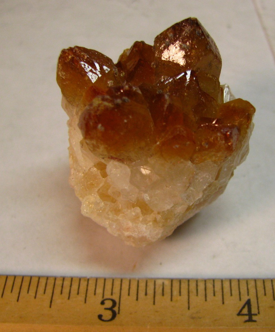 56g 1.8×1.3×1.4inch GOLDEN/YELLOW CITRINE CRYSTALS CLUSTER ON QUARTZ BRAZIL #049