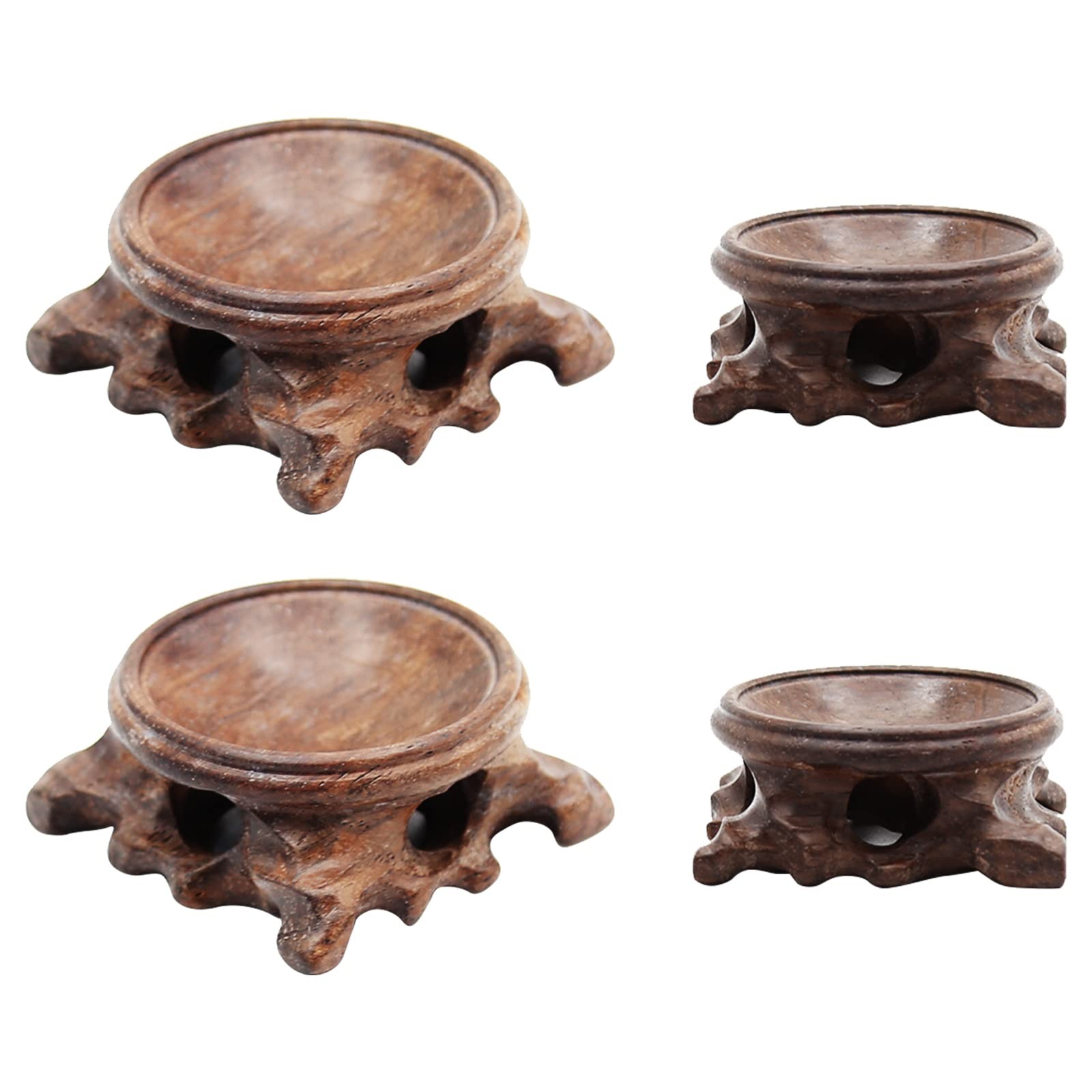 4 Pcs Wooden Stand For Crystal Sphere Quartz Ball Orb Holder Display Pedestal