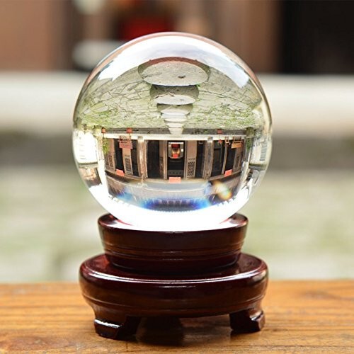 LONGWIN 100MM Clear Crystal Ball Paperweight Glass Sphere Photo Prop Free Stand