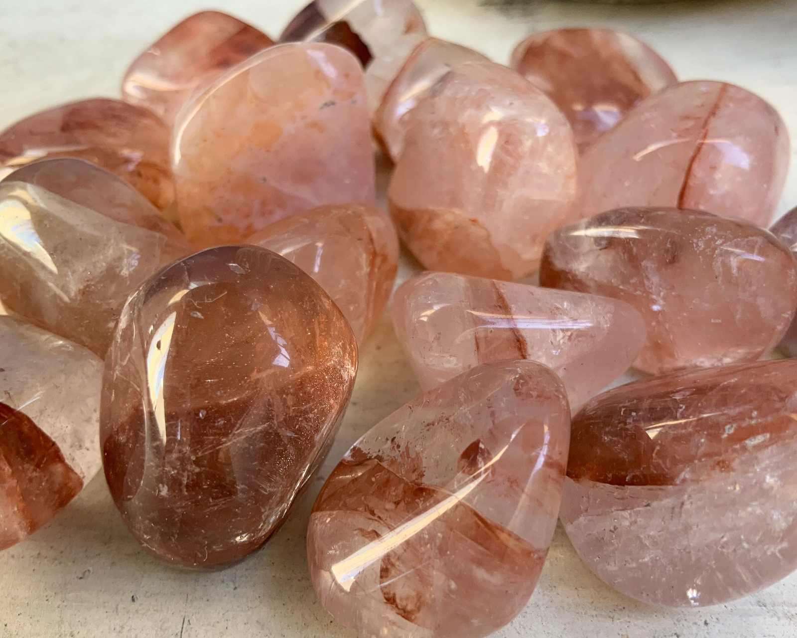 fire quartz tumbled stone tumble red hematoid quartz pebble polished pocket ston