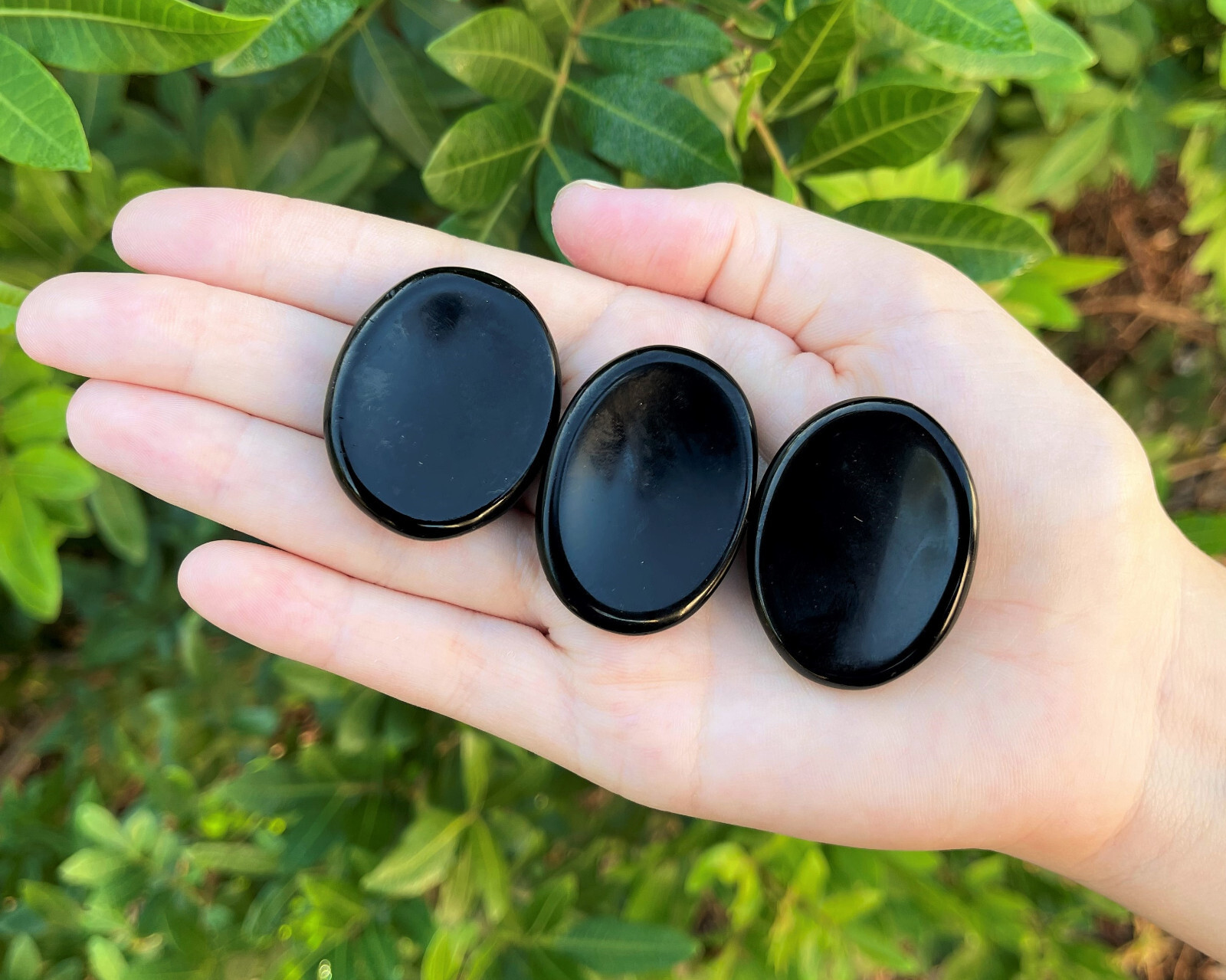 Black Obsidian Worry Stone (Black Obsidian Palm Stone Crystal, Protection Stone)