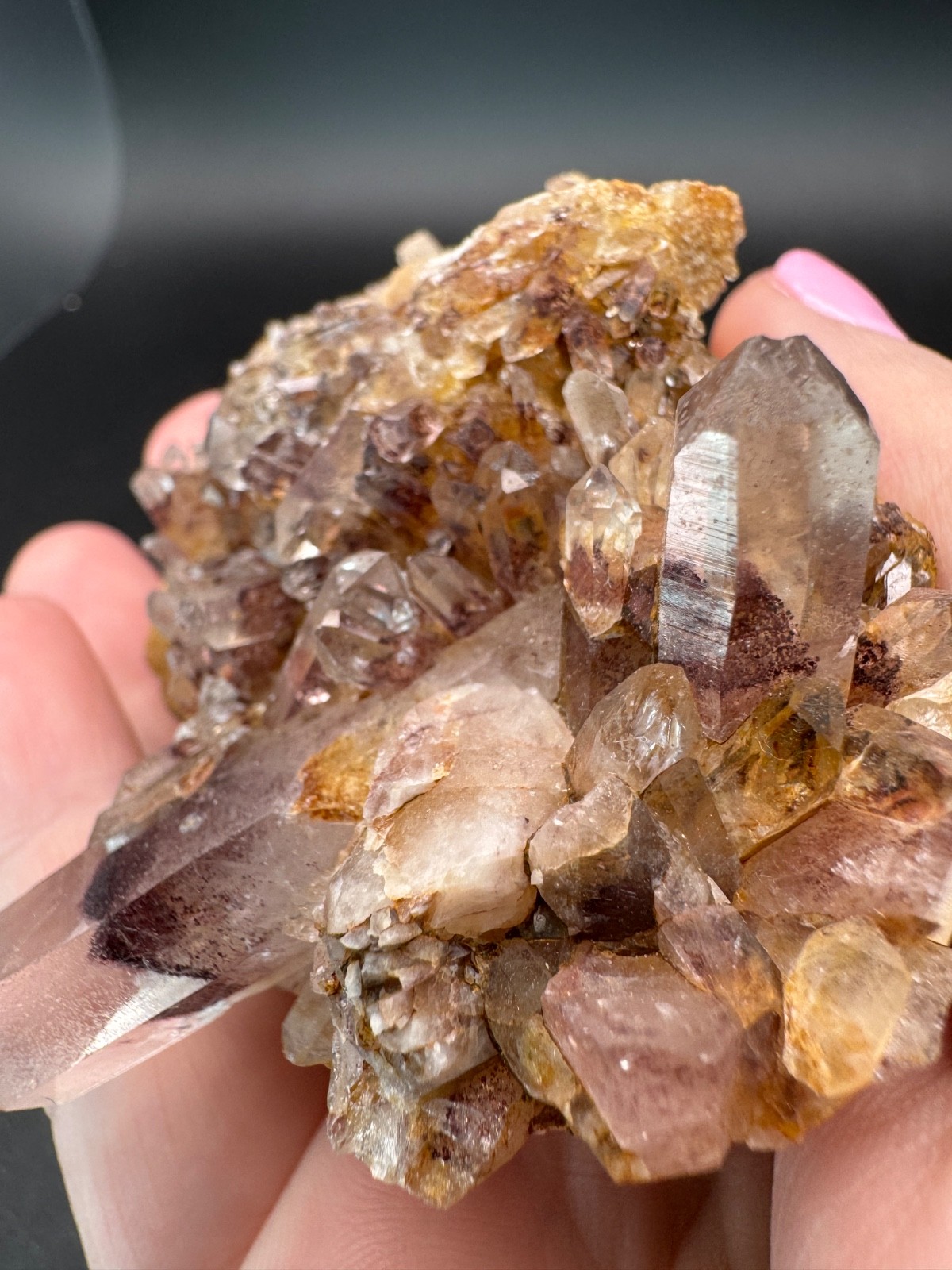 6788 Sunset Phantom Quartz Cluster with Nice Hematite Inclusions India 125g