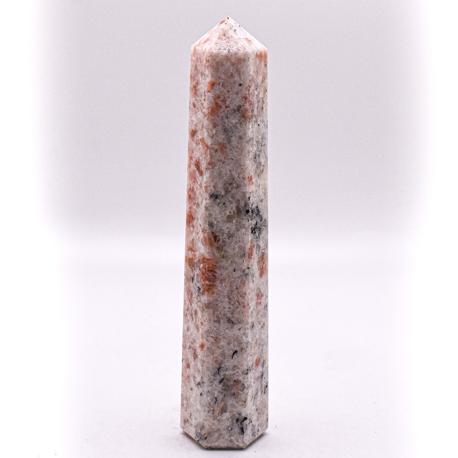 110mm Sunstone Obelisk Sparkling Feldspar Crystal Mineral Tower Specimen – India