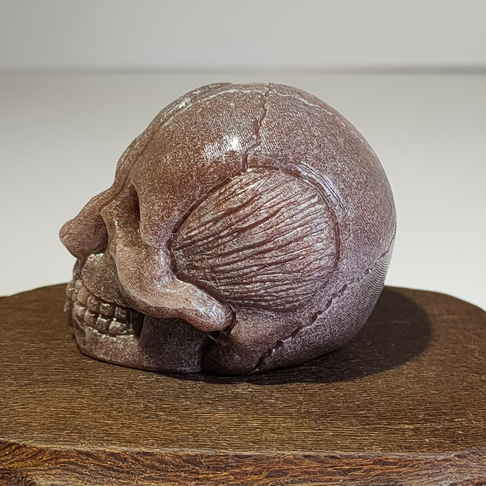 Natural quartzite, rough mineral stone, handmade sculpture,Human face, skull