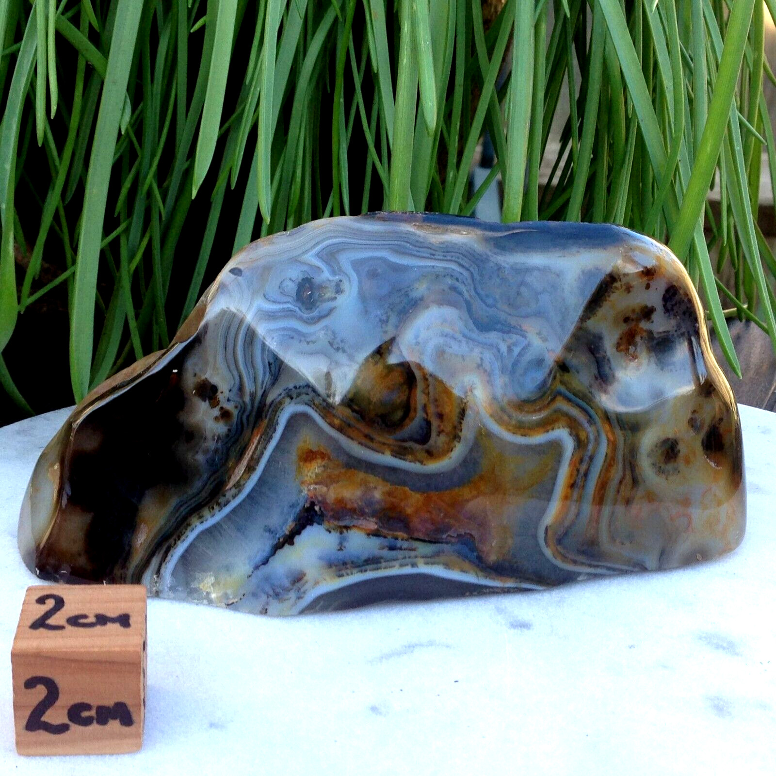 Stunning Large Banded Agate Crystal Part Geode Healing Balance 808g 16×7.6×5.1cm