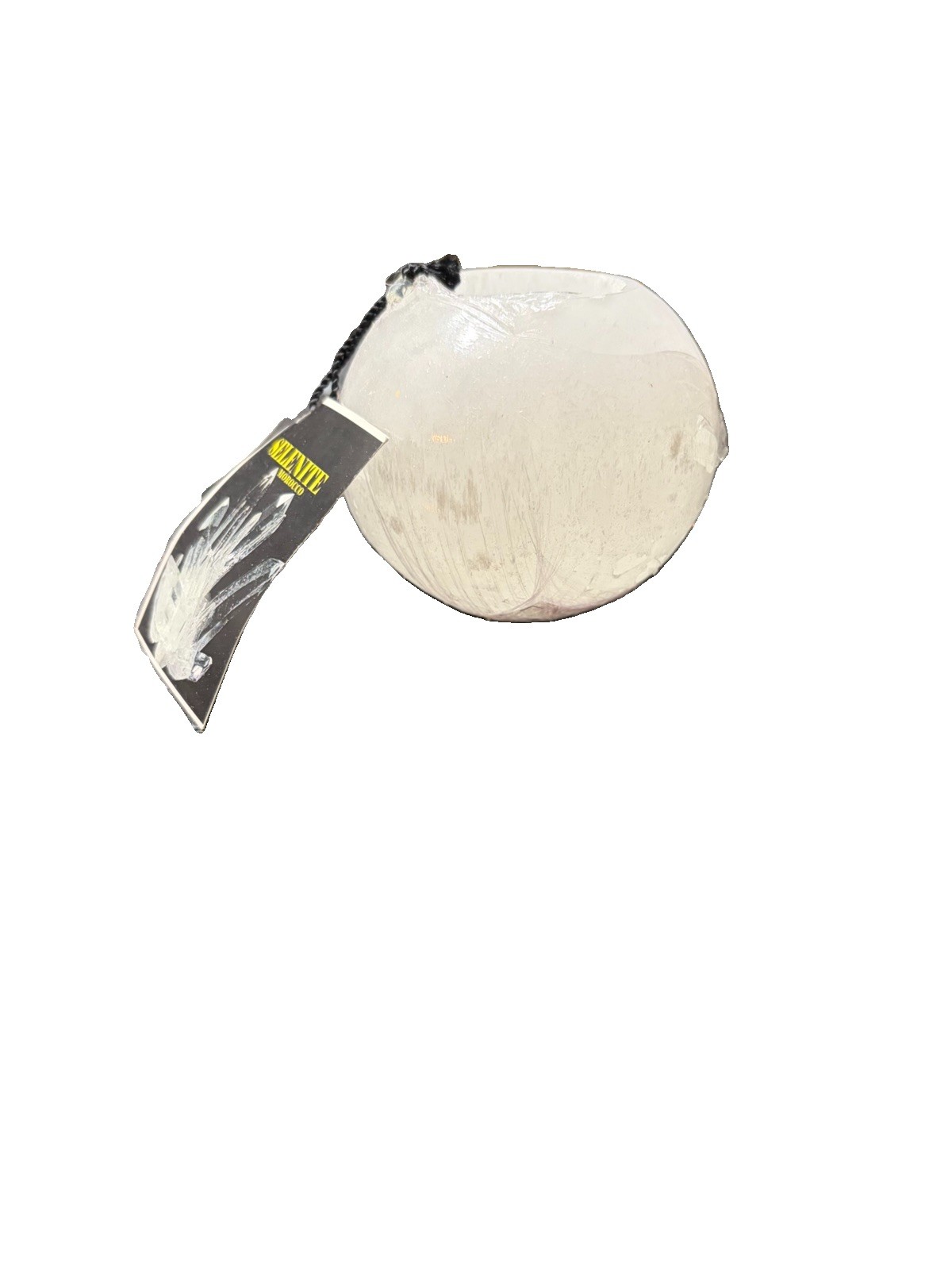 Spherical Selenite Candle Holder Crafted From A Natural Moroccan Selenite Crysta