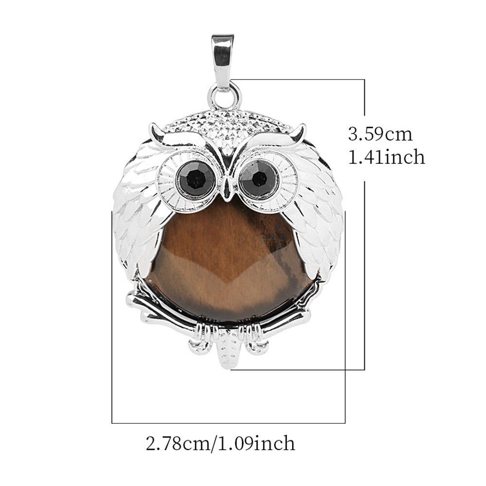Natural Crystal Owl Shape Chakra Pendant Gemstones Necklaces Beads Reiki Healing