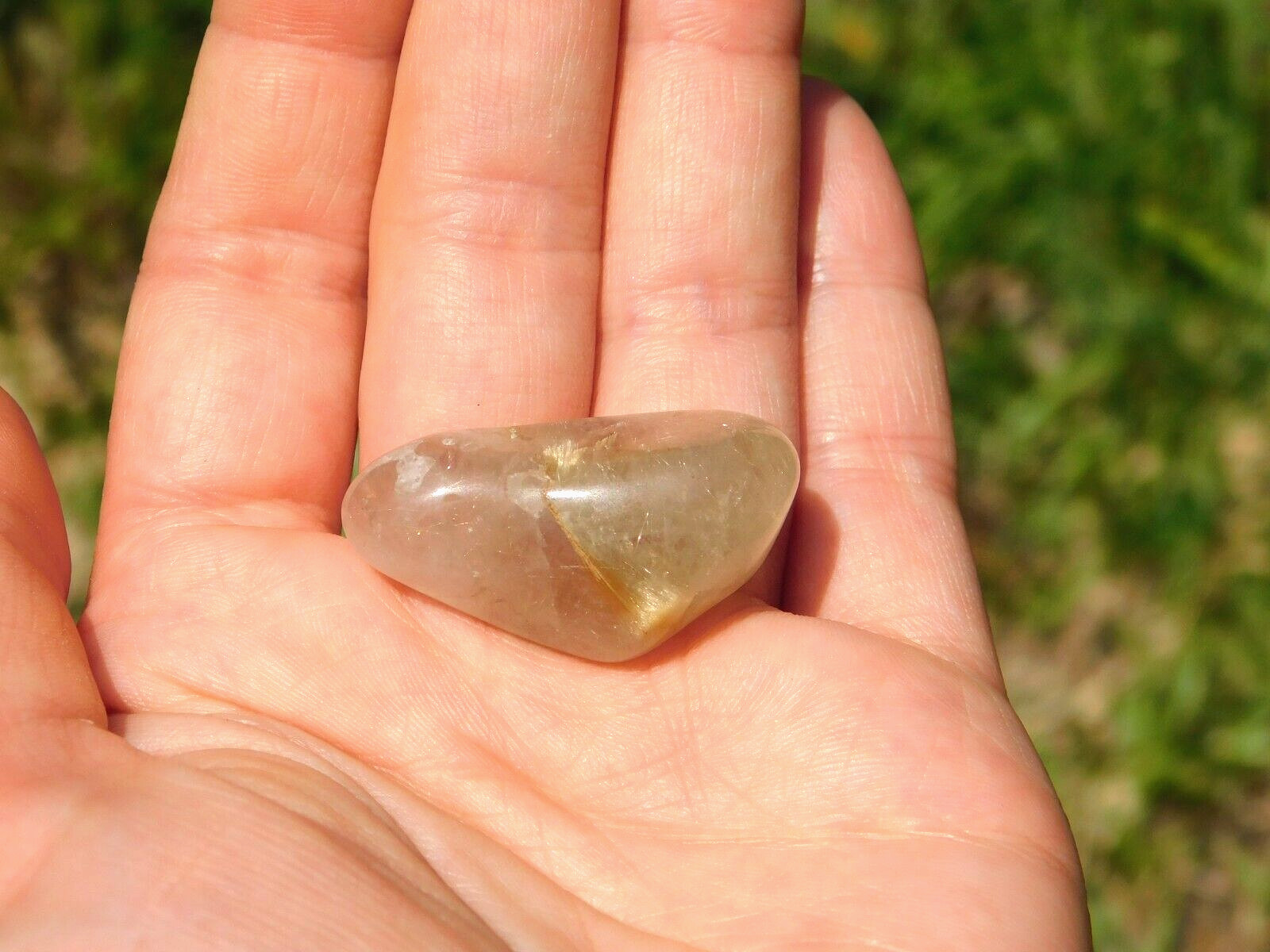 Clear Quartz Crystal with Gold Rutile Needles for Energy Healing and Meditation