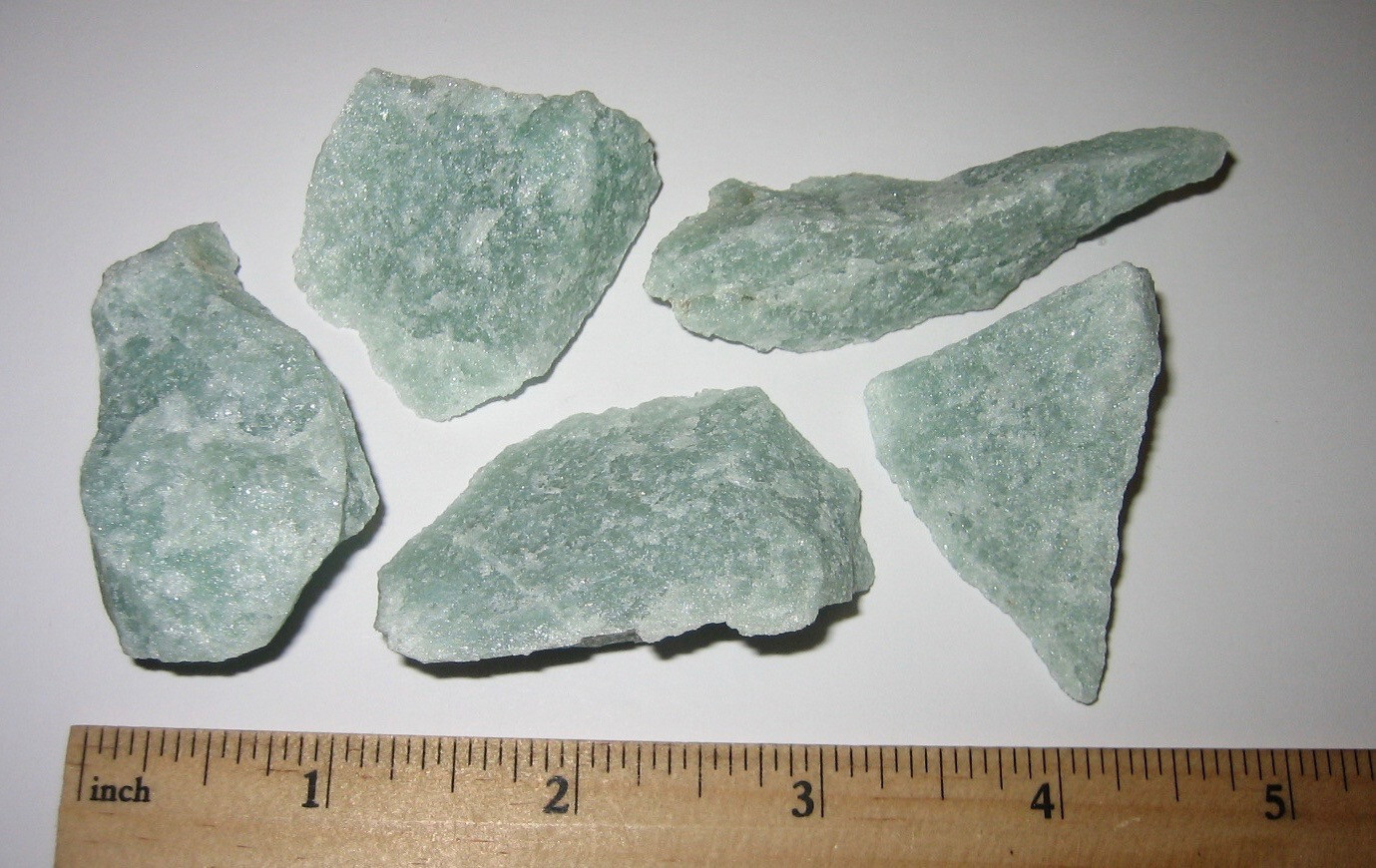 5 NATURAL ROUGH 1.3″- 2.5″ GREEN AVENTURINE QUARTZ STONE MINERALS GREECE 101g *A