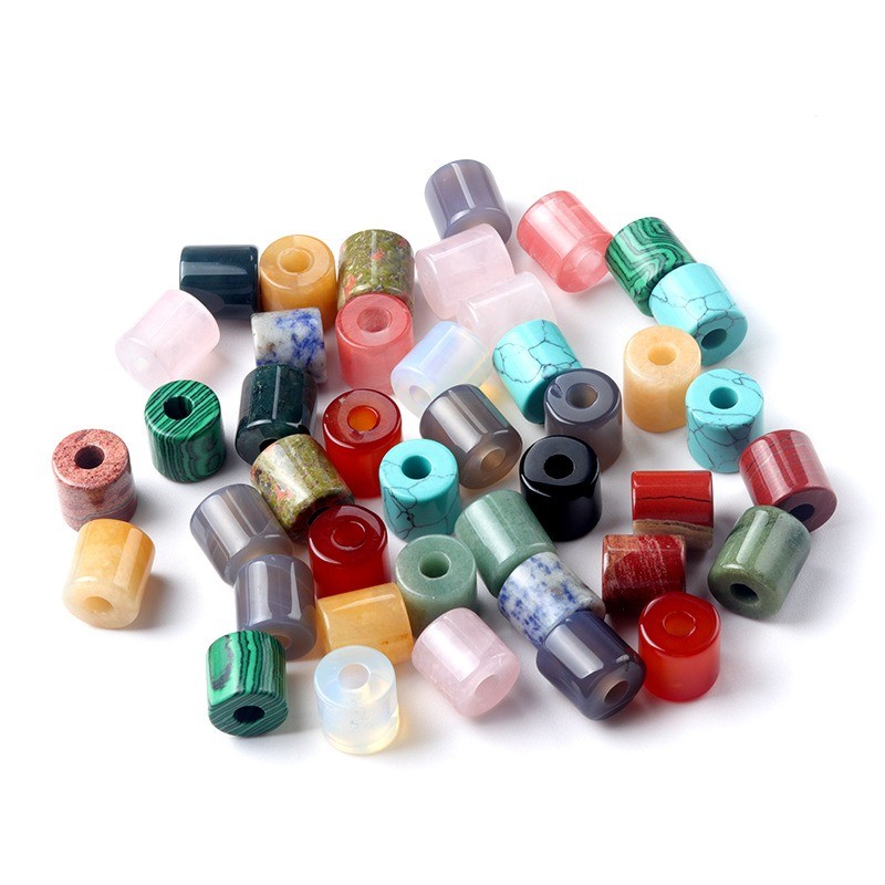Natural Gemstone Large Hole Barrel Beads Loose Beads for Jewelry Making Crafts