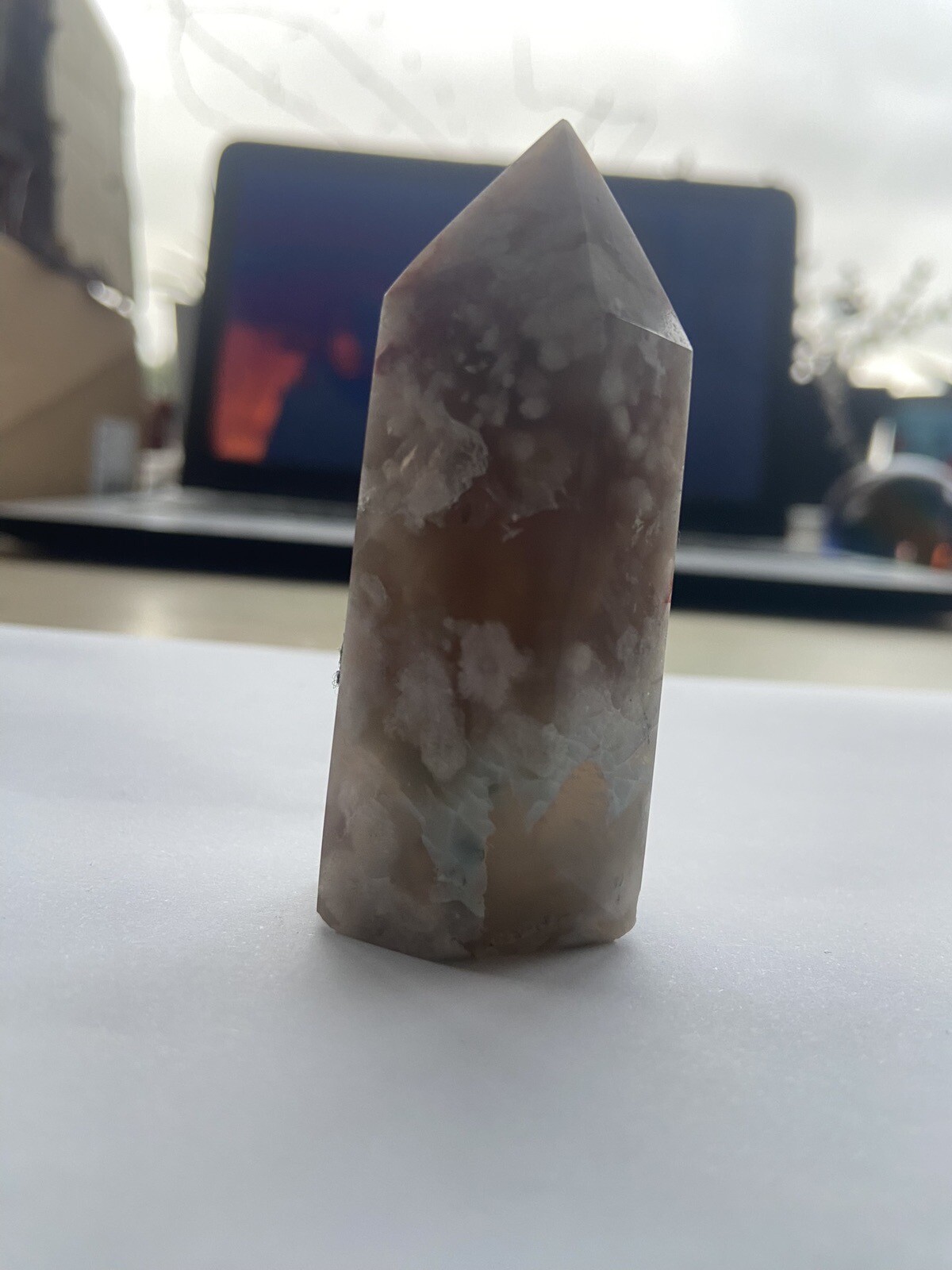 Flower Blossom Agate Crystal Tower Point 7-8cm Obelisk HIGH QUALITY DRUZY Polish