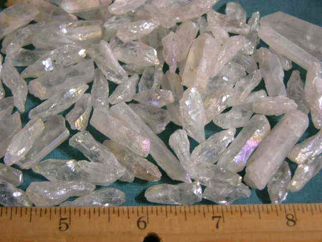 Angel Aura quartz crystal drilled for necklace/pendant 1/2-1.25 inch 10 piece