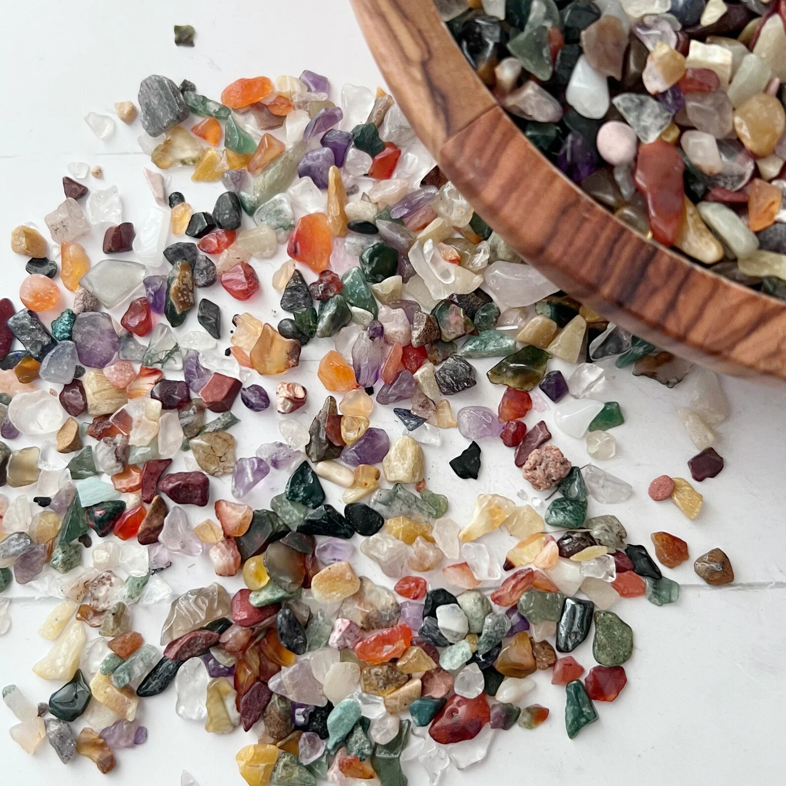Mixed Assorted Tumbled Gemstone Chips, Polished Mini Stones 3-8mm Wholesale Bulk