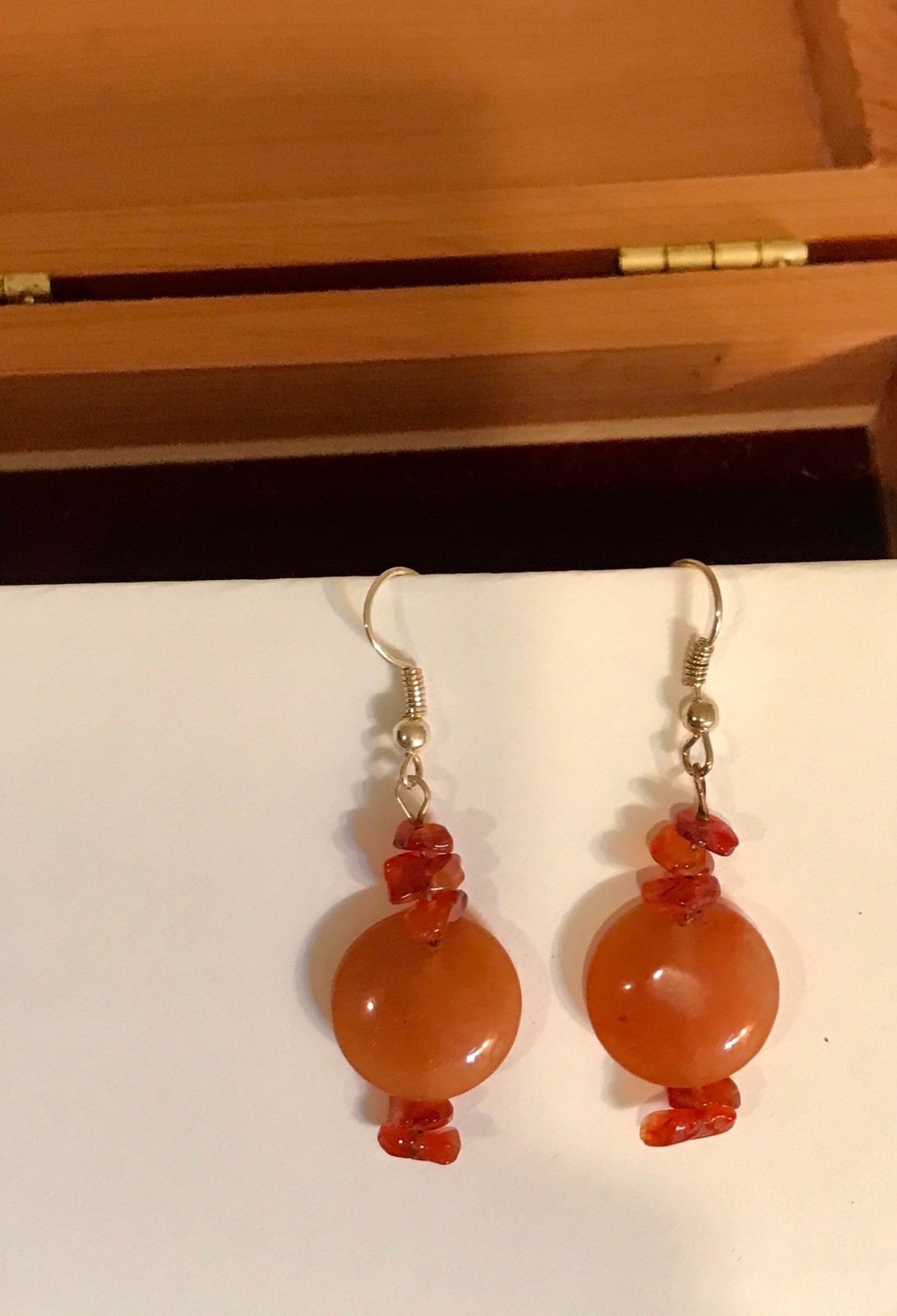 Natural Agate Pendant Wire Earrings
