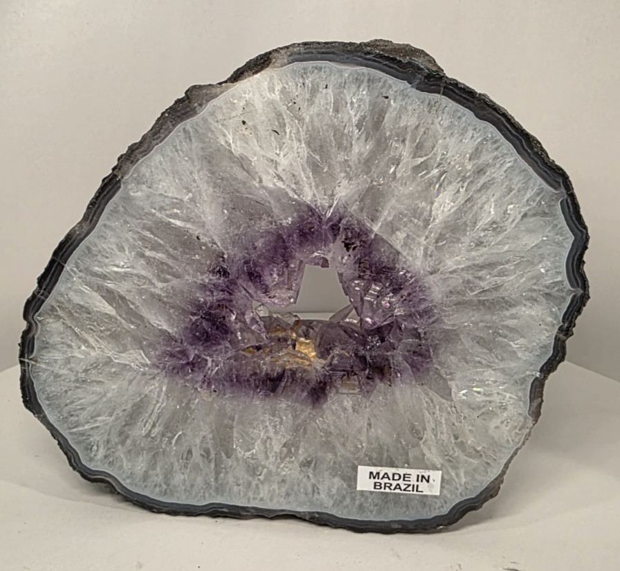 6LB 7″ Amethyst Geode Slice Crystal Cluster Polished Agate #2