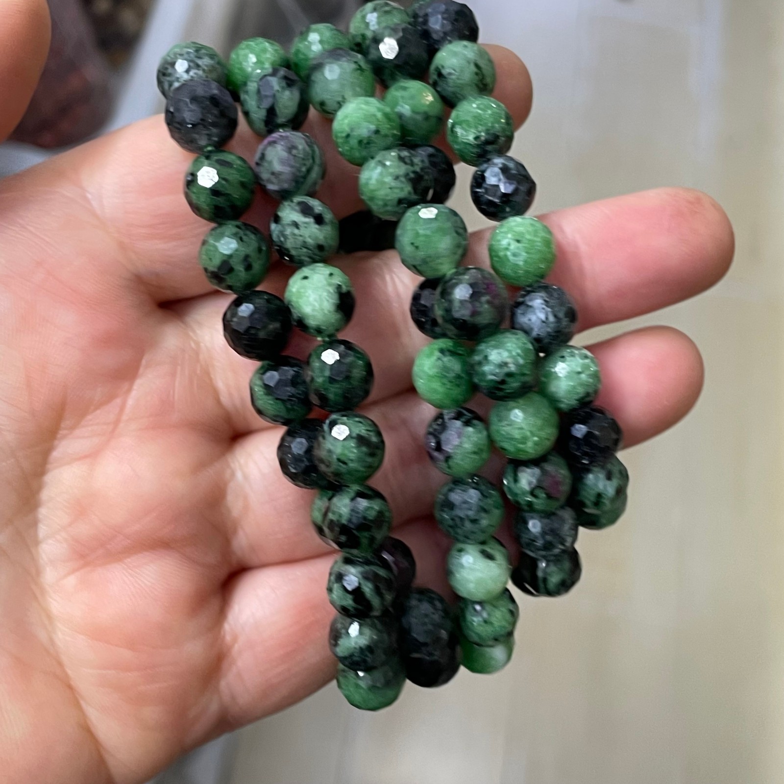 8mm 5pcs Natural Ruby Zoisite Smooth Round Ball Gemstone Beads