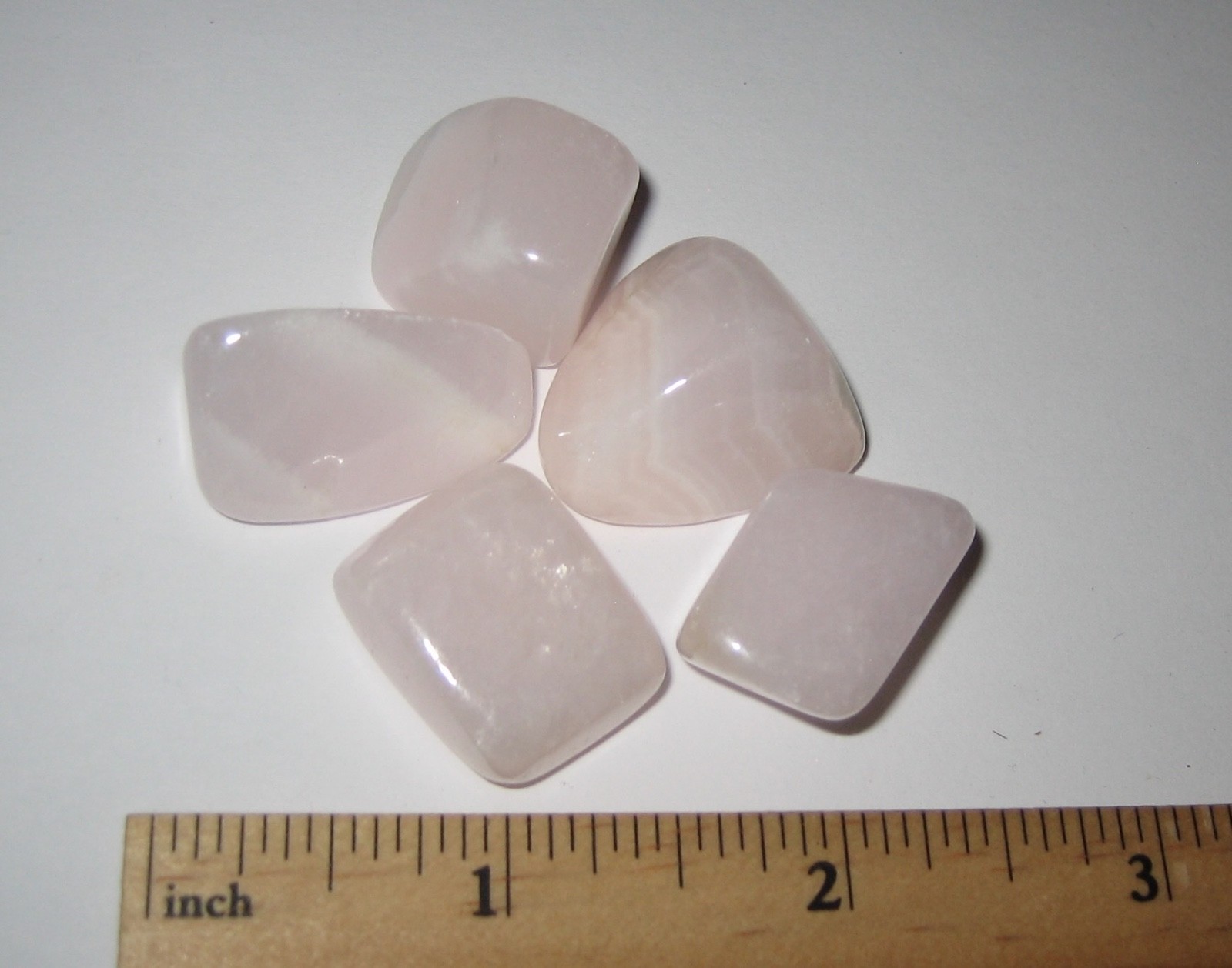 5 TUMBLED POLISHED FLUORESCENT MANGANO PINK CALCITE CRYSTAL STONES PERU 49.6g *1