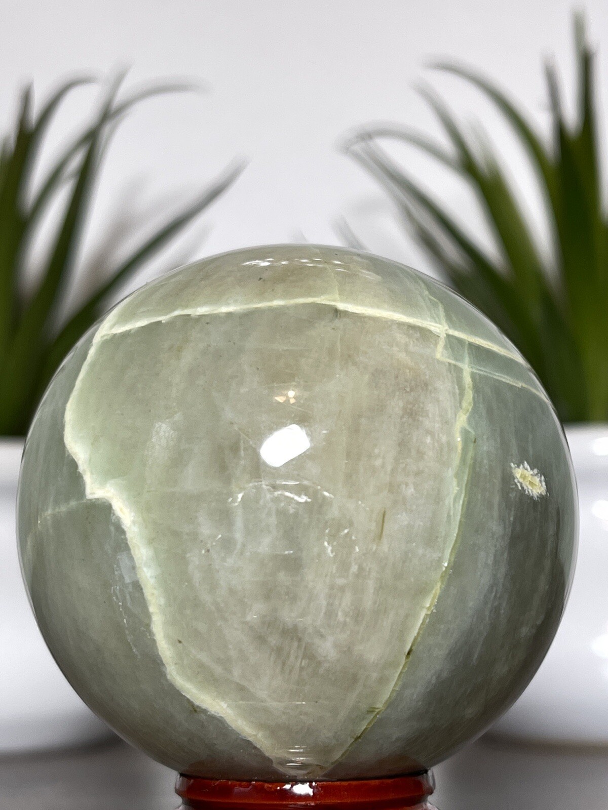 61mm GREEN MOONSTONE SPHERE – Natural Garnierite Mineral Reiki Chakra Witch