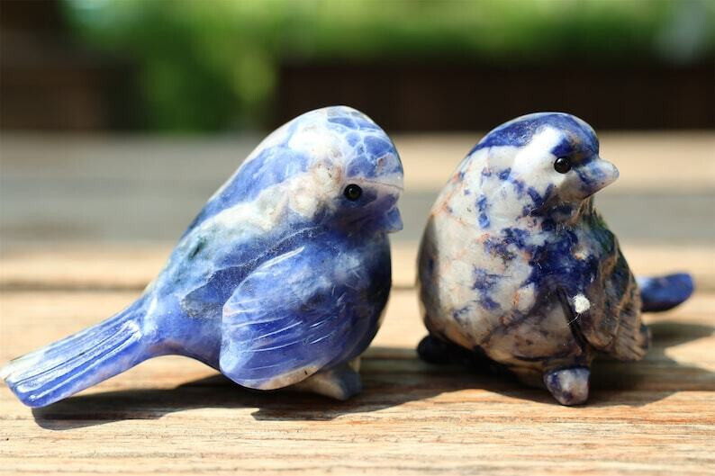1pc Natural Sodalite Quartz Carved Bird Skull Crystal Reiki Decor Gift 2.4”