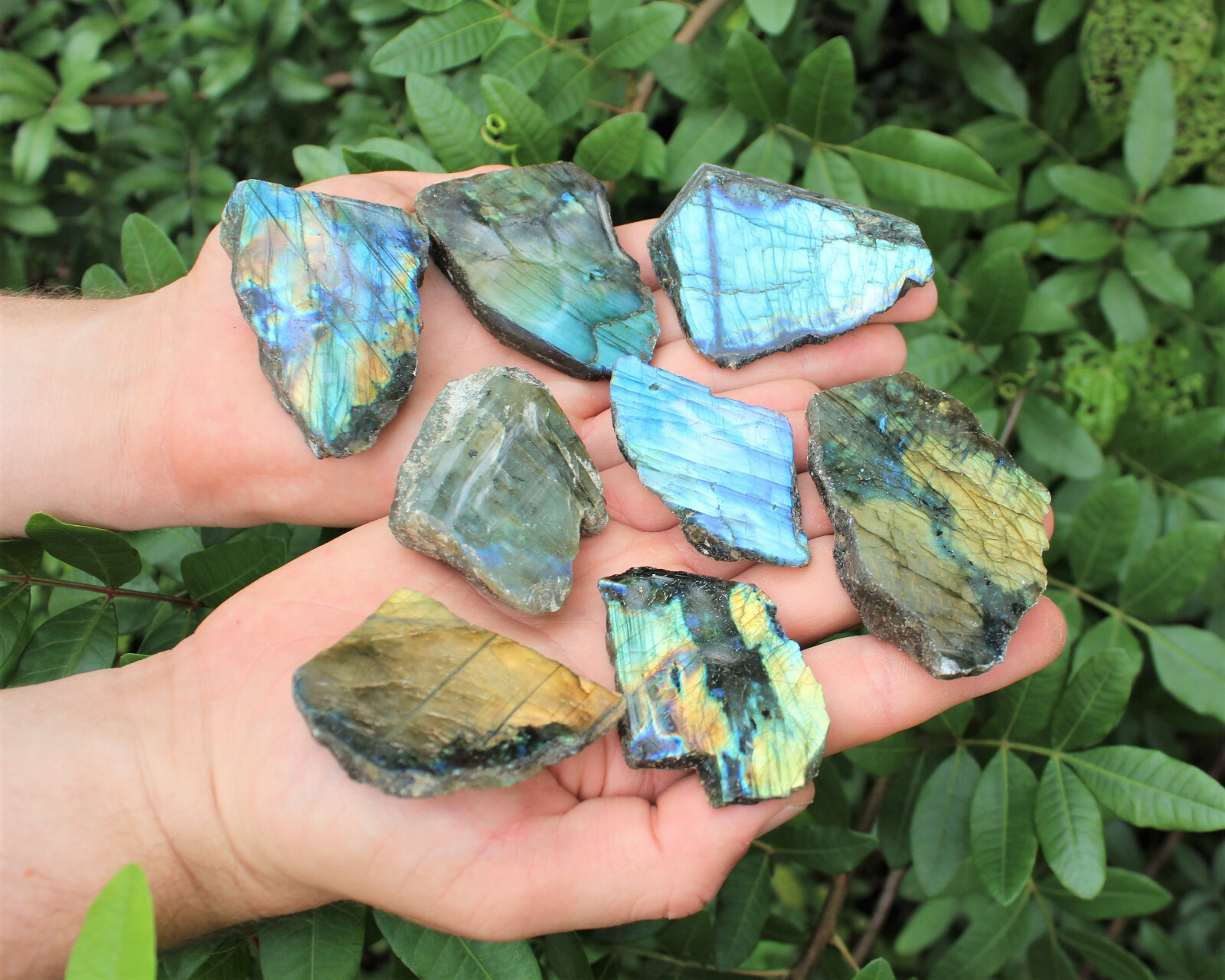 1/2 lb Lots Natural Labradorite Slabs, Polished Face 4 – 7 Peices Wholesale Bulk