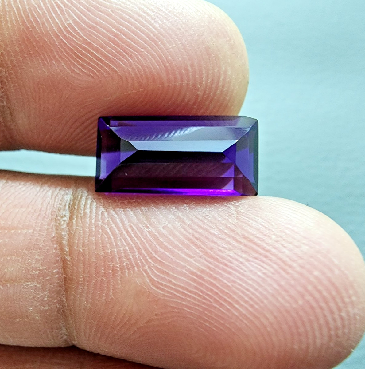 Rare Deep Purple Amethyst 6.30 Ct Rectangle Cut Natural Gemstone AAA Look