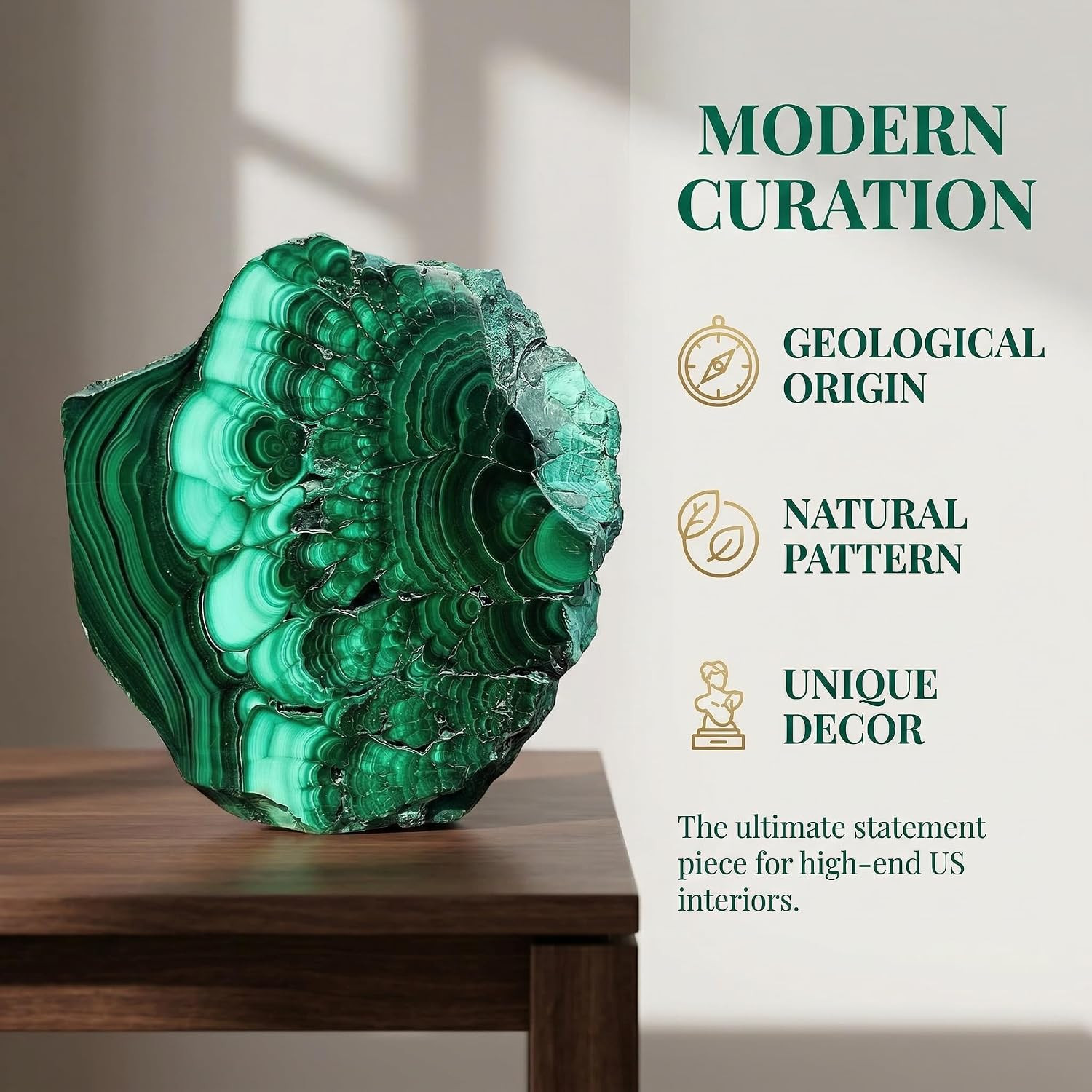 Natural Malachite Slice 50-100g (0.11-0.22lb), Polished Malachite Slab Healing C