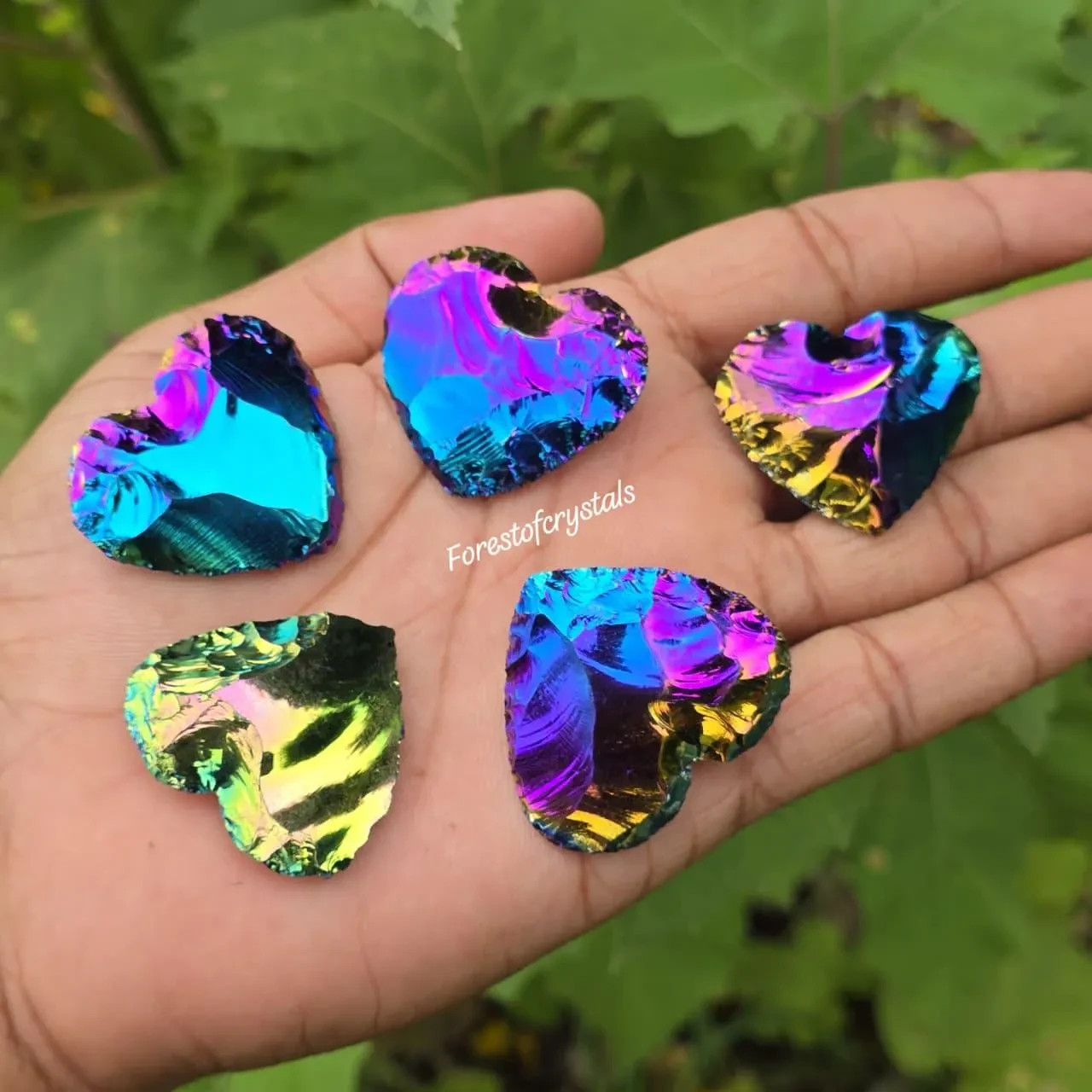 Titanium Aura Quartz Heart: Chakra Balancing Crystal Carving (30mm-35mm)