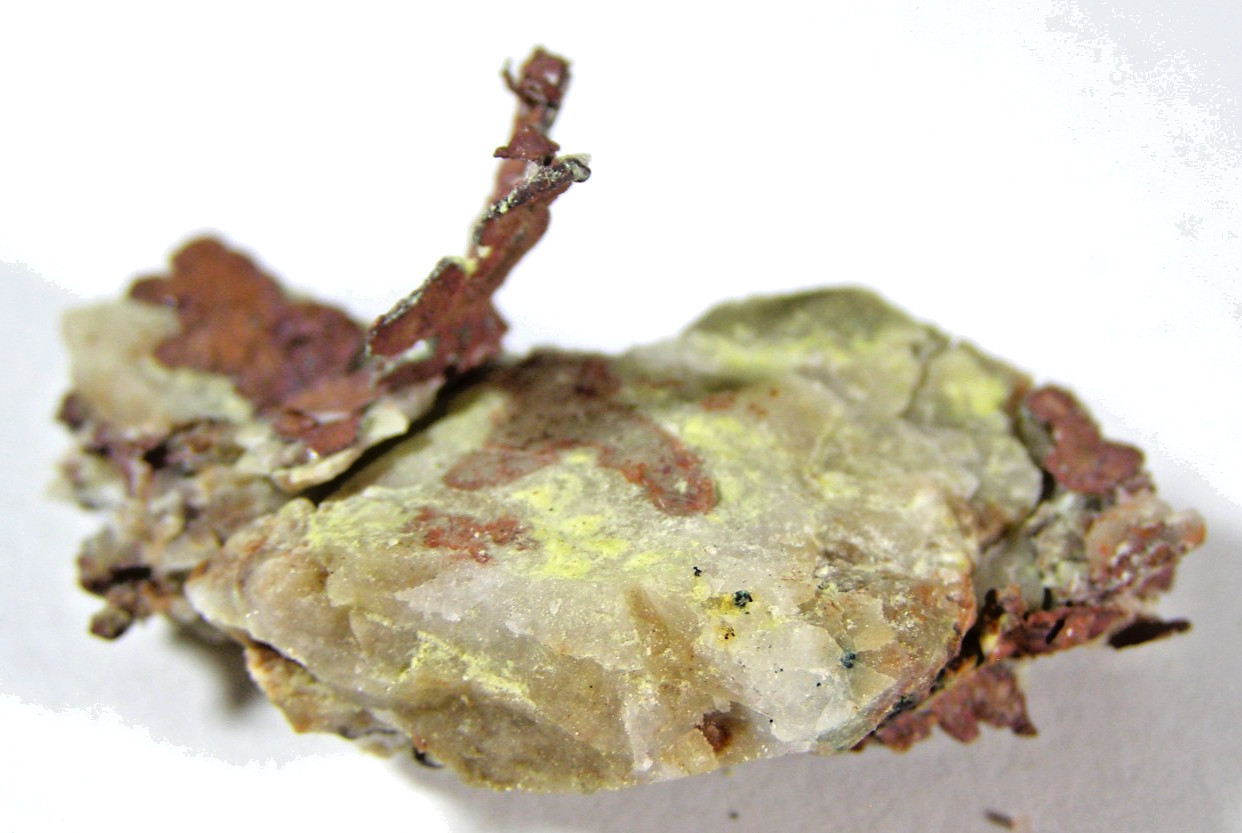 RARE NATIVE COPPER on CALCITE – MOROCCO – 4.3 x 2.5 x 2.1 cms 15.16 gms #5