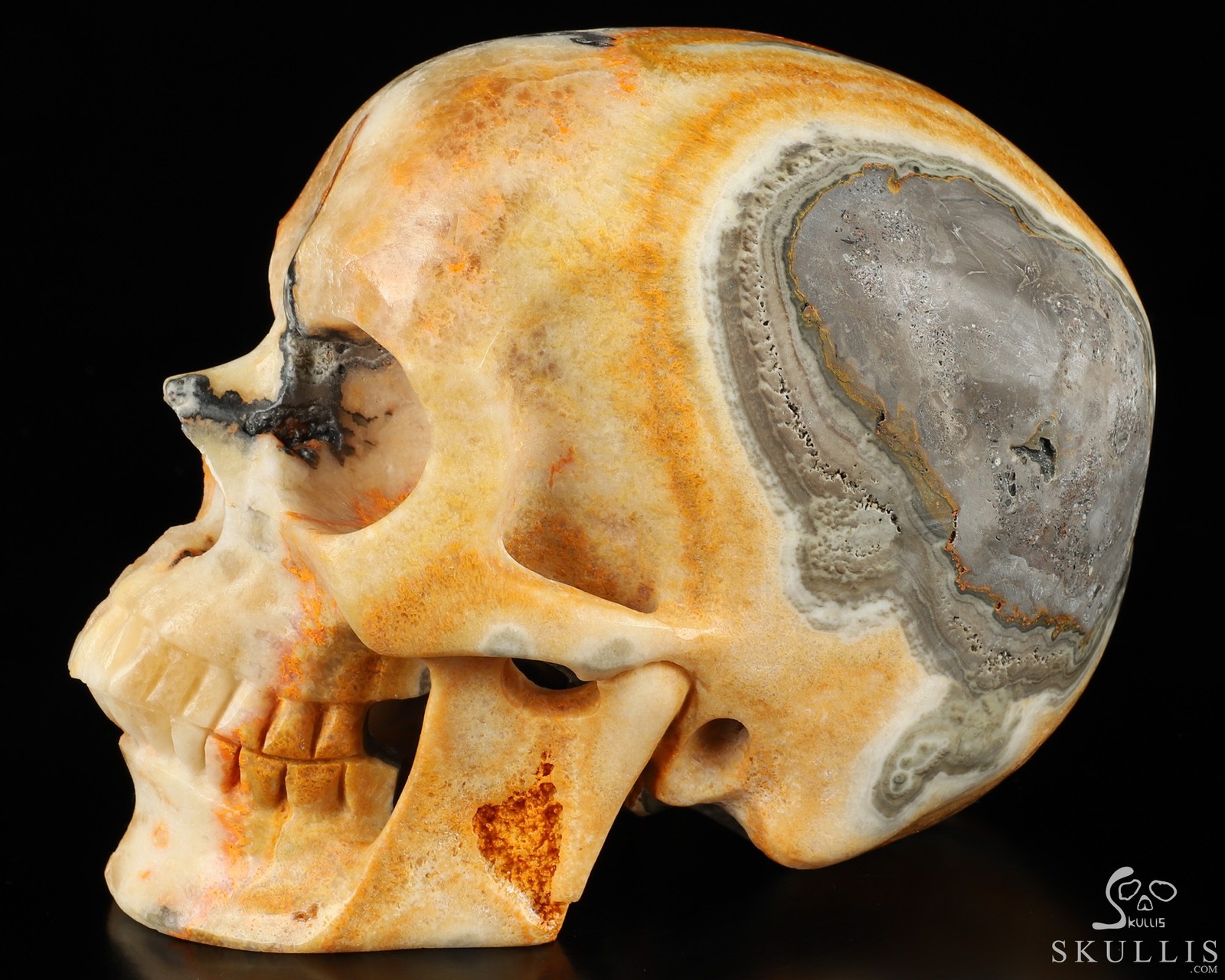 Gemstone Super Realistic! Lifesized 7.0″ Bumble Bee Jasper Crystal Skull