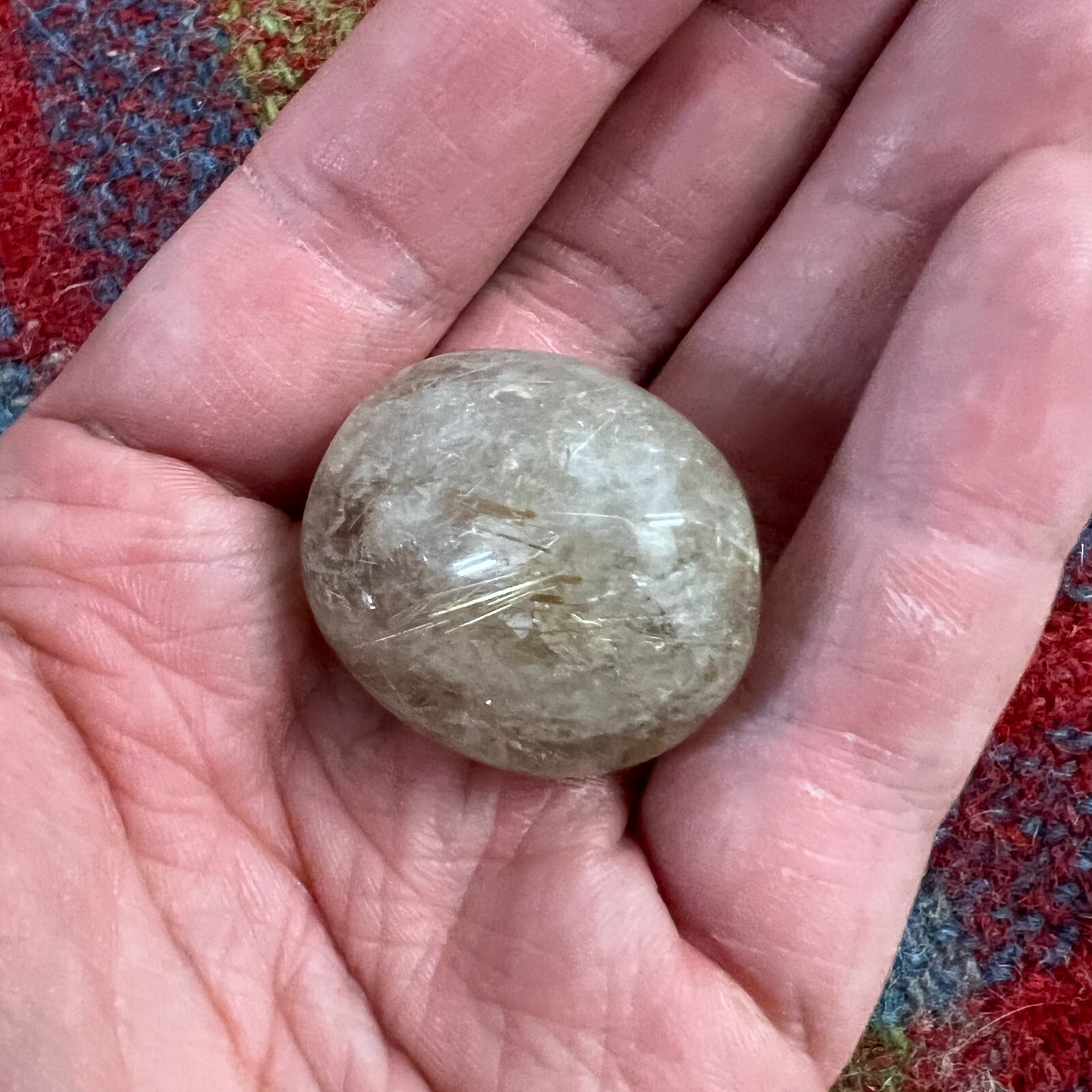 Rutilated Quartz Crystal Gemstone Clear Gold & Silver Strand Sphere 21 Grams