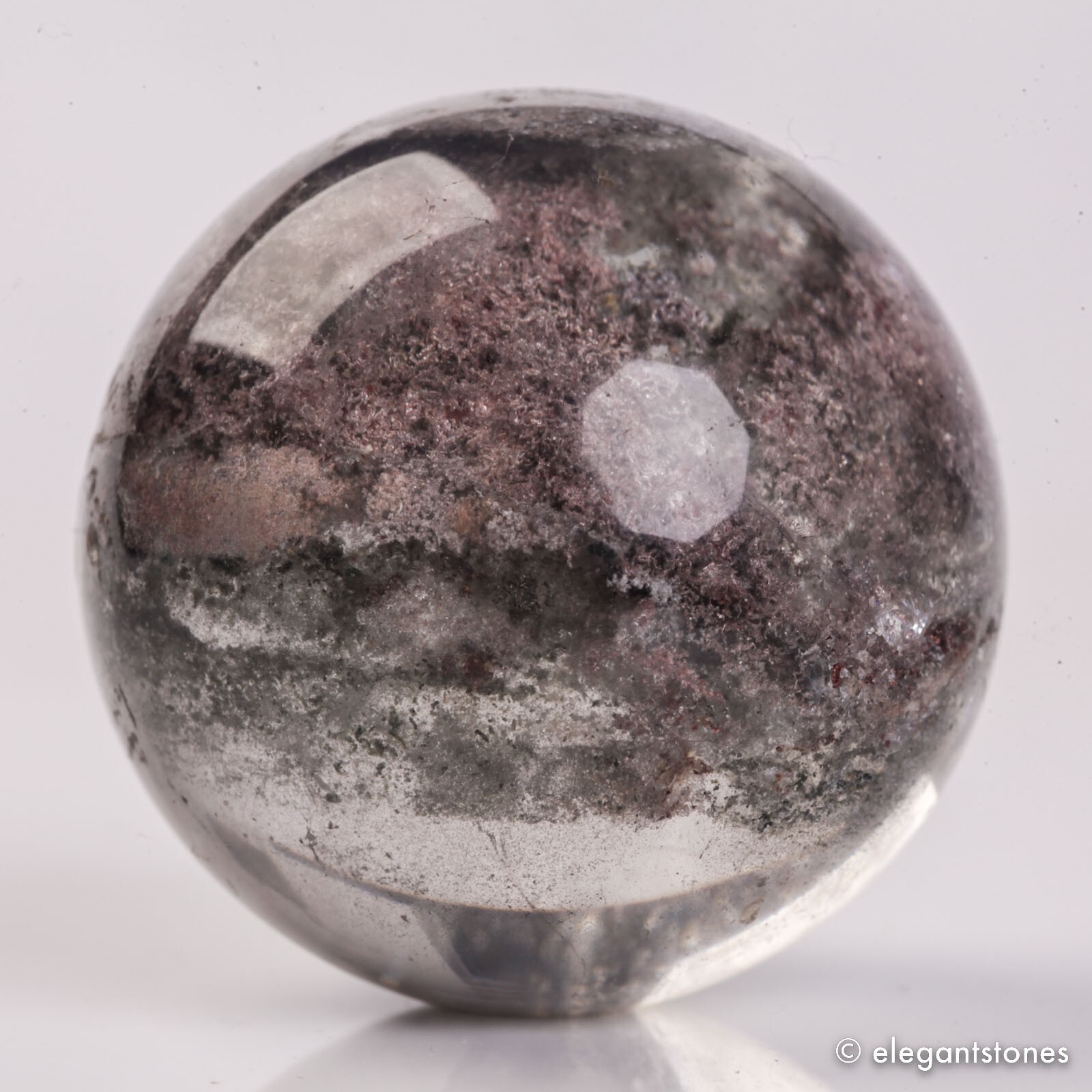 54g34mm Natural Garden/Phantom/Ghost/Lodolite Quartz Crystal Sphere Healing Ball