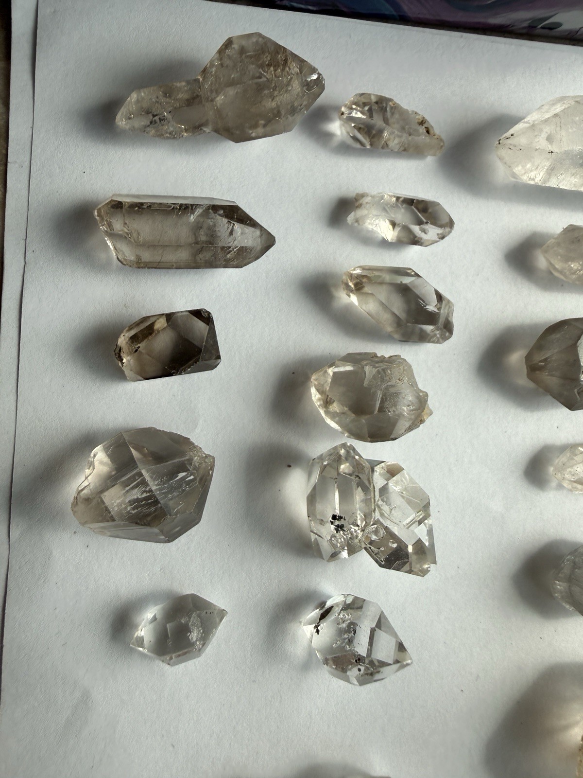 370g Double Terminated Quartz Crystal Lot 28pc Natural Smoky Clear Points Raw
